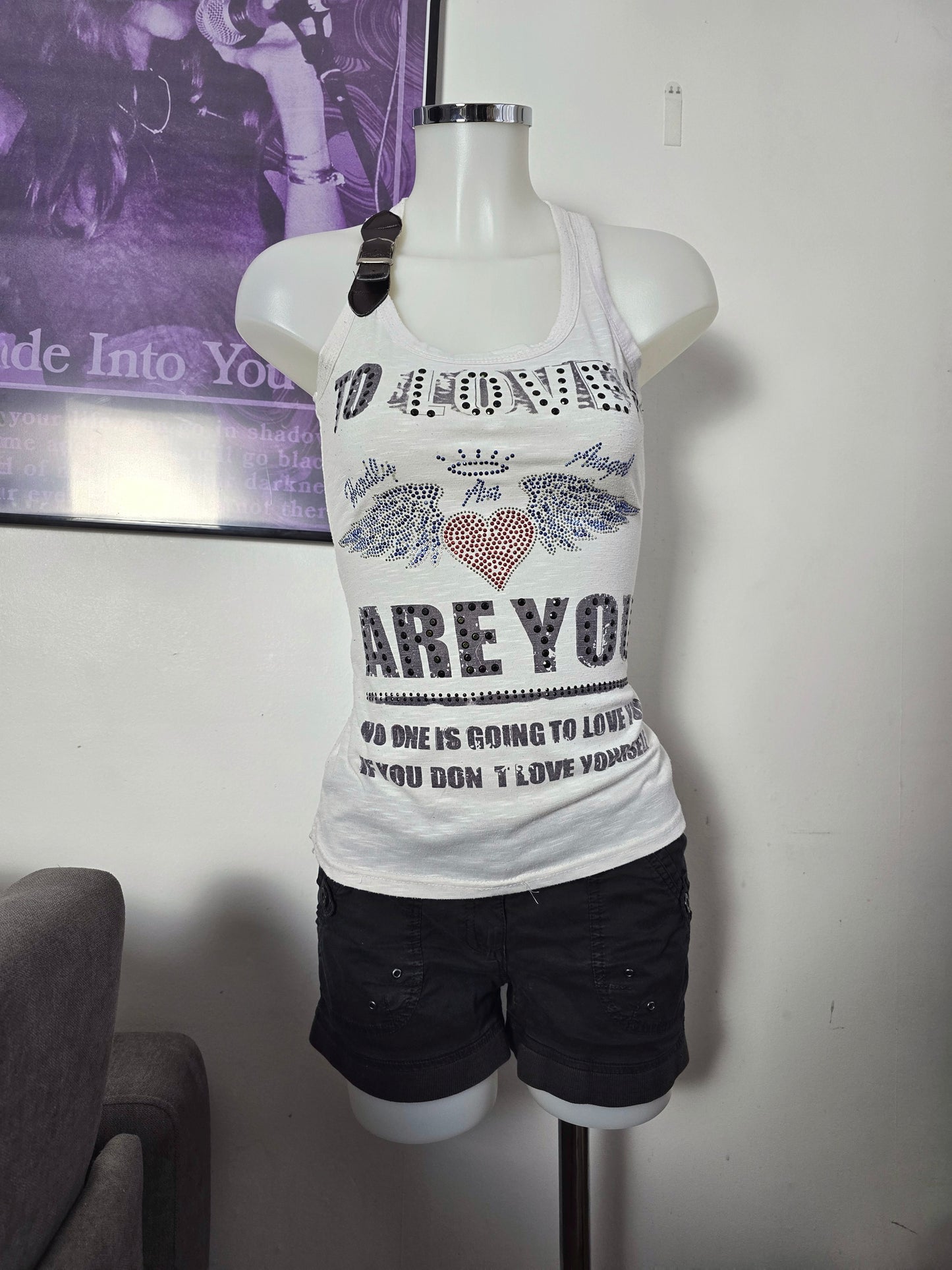 00s vintage softgrunge rhinestone top