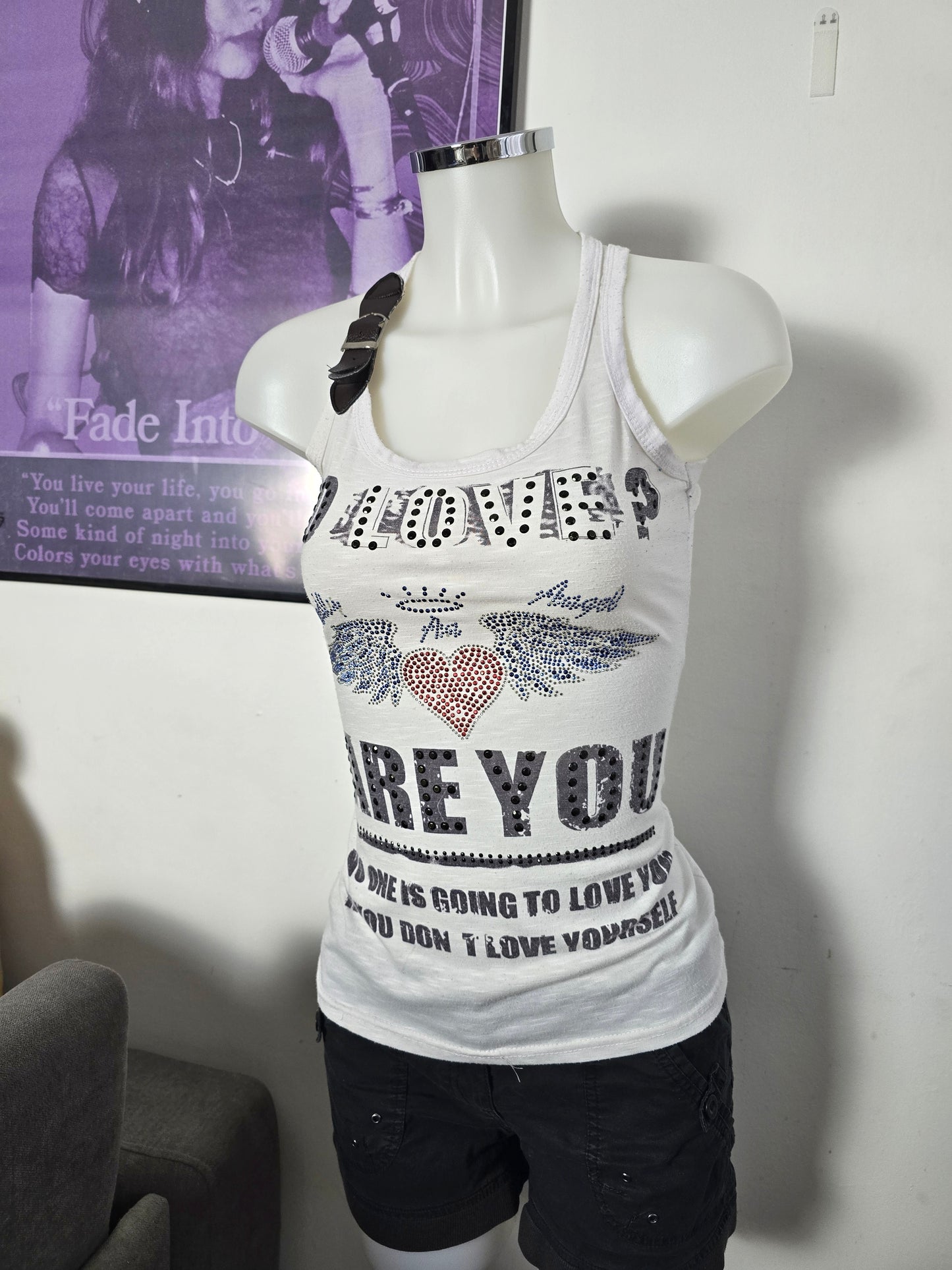 00s vintage softgrunge rhinestone top