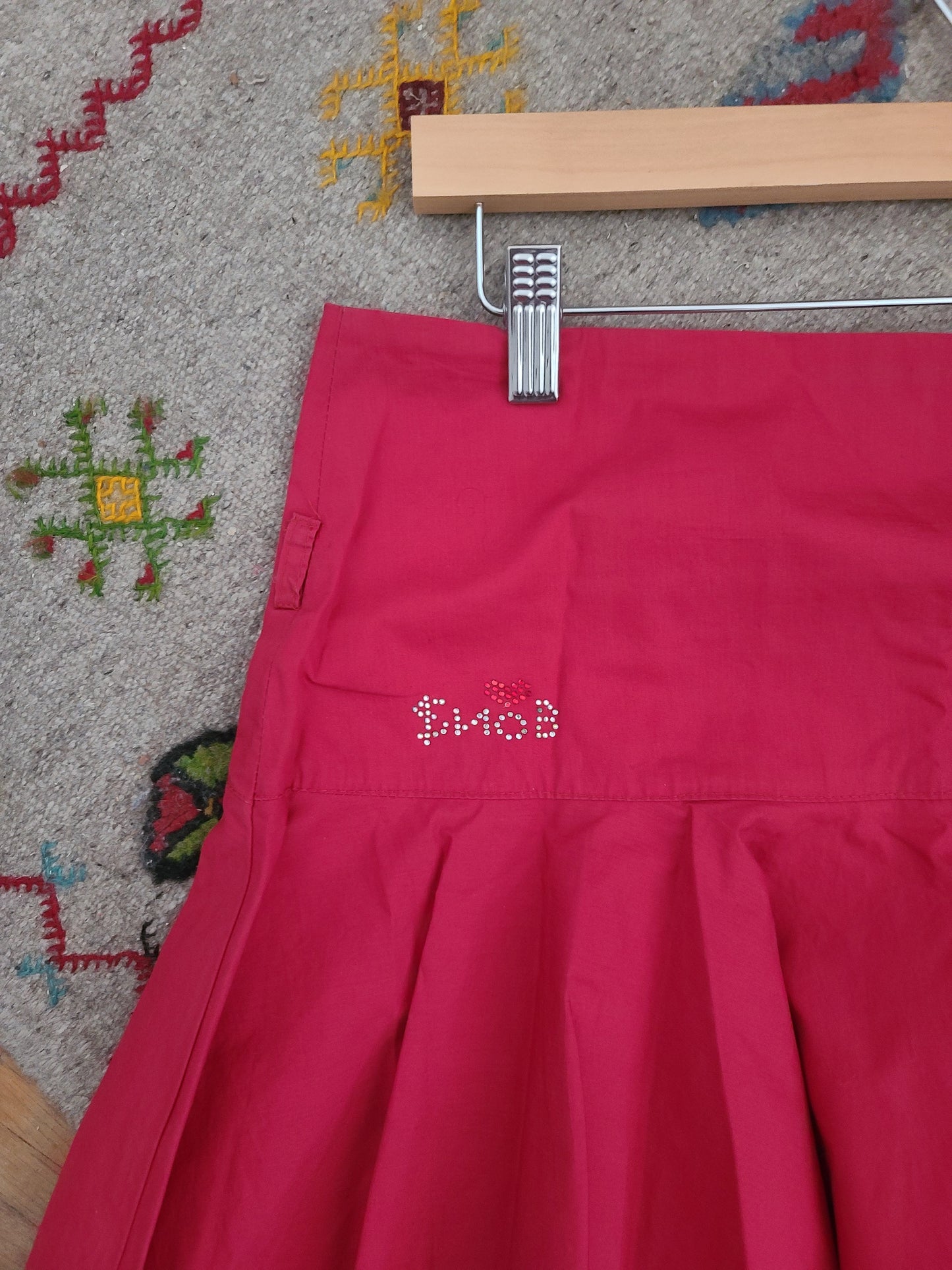 Y2k mcbling red pleated skirt