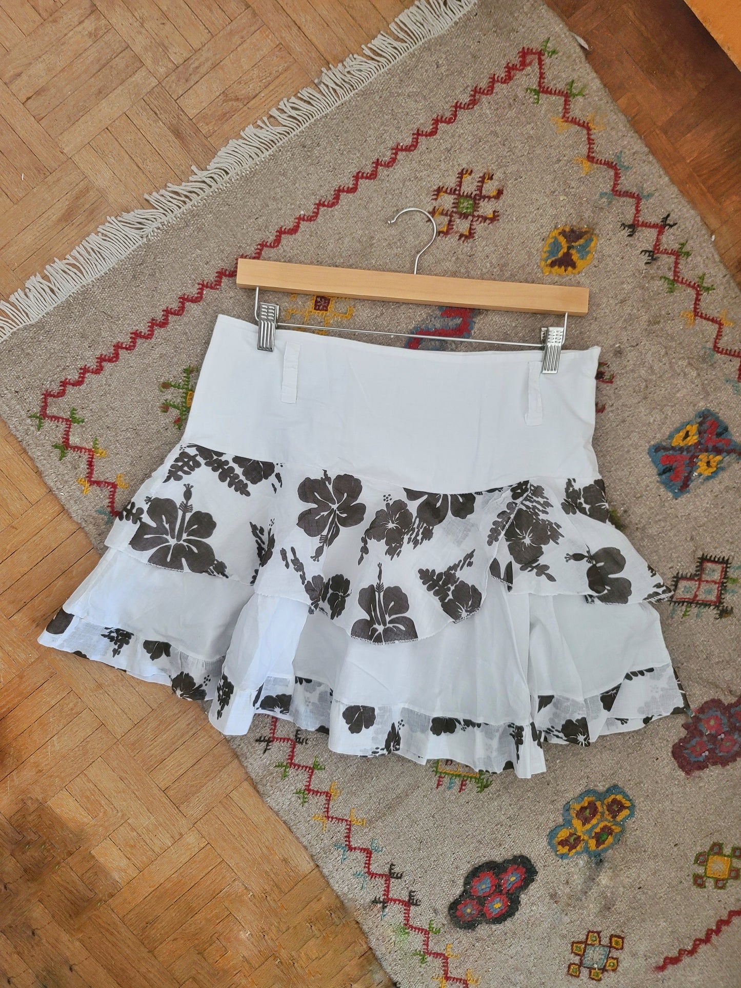 90s vintage hibiscus skirt