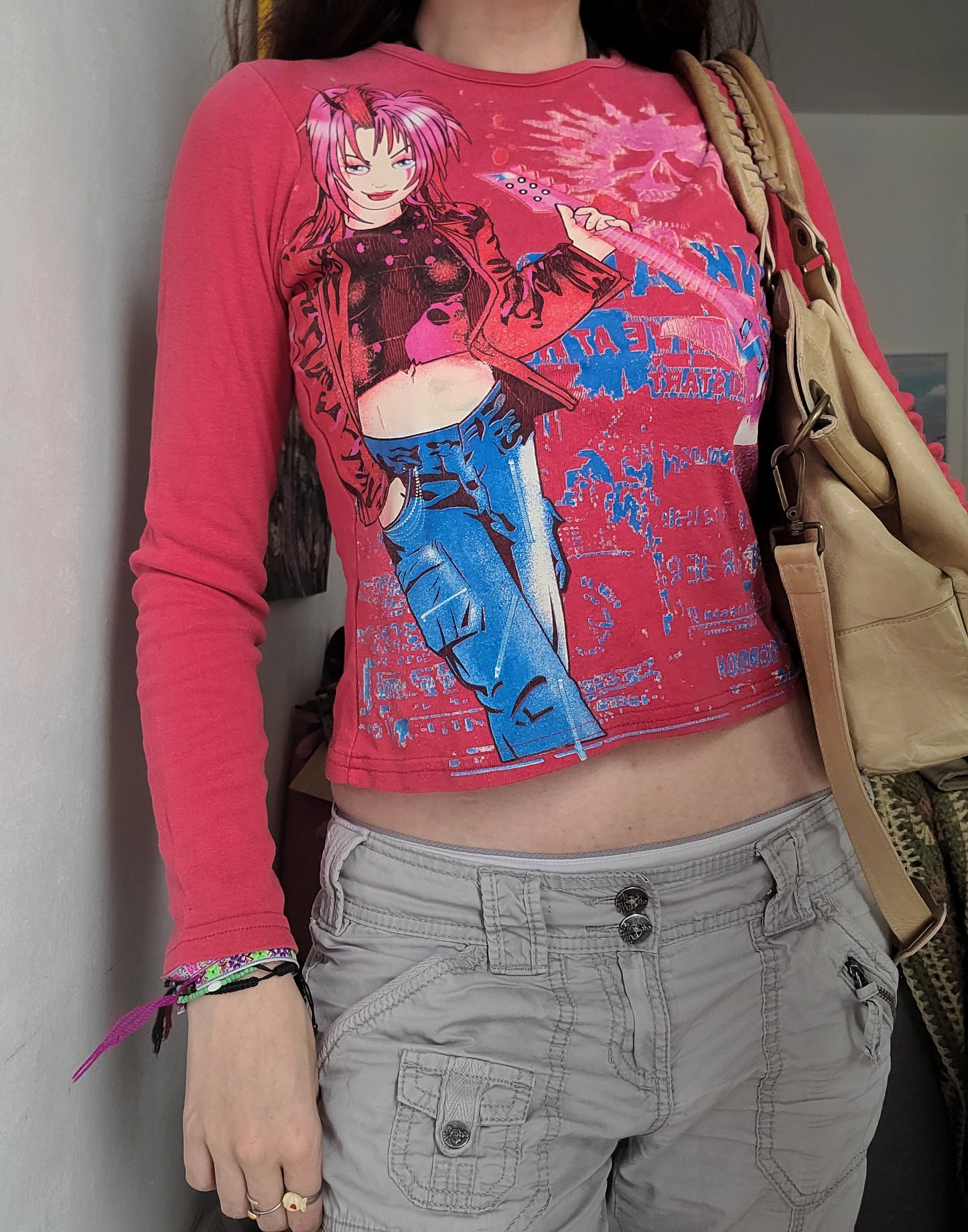 90s y2k vintage printed manga archive top made in france 