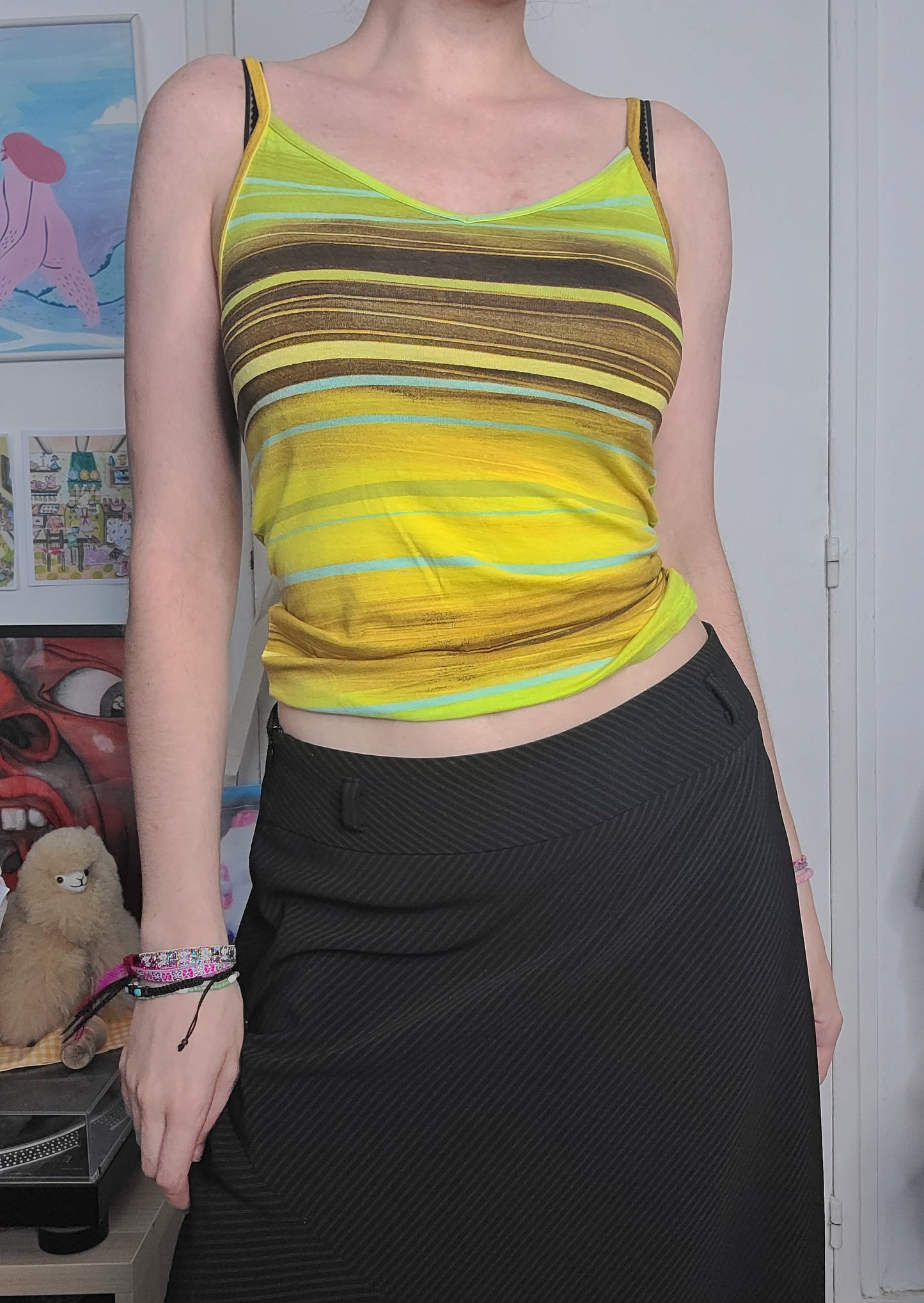 90s vintage stripes tank top