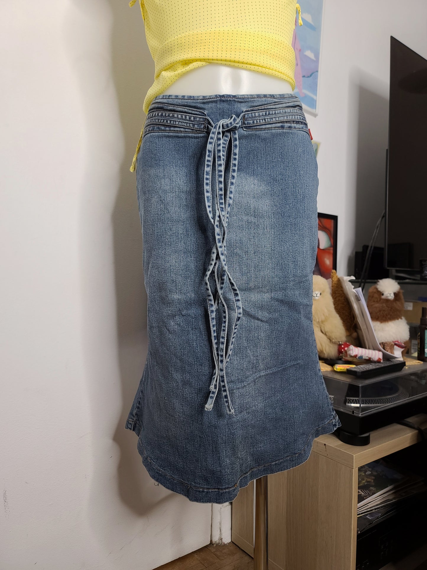 Y2k vintage denim flared skirt