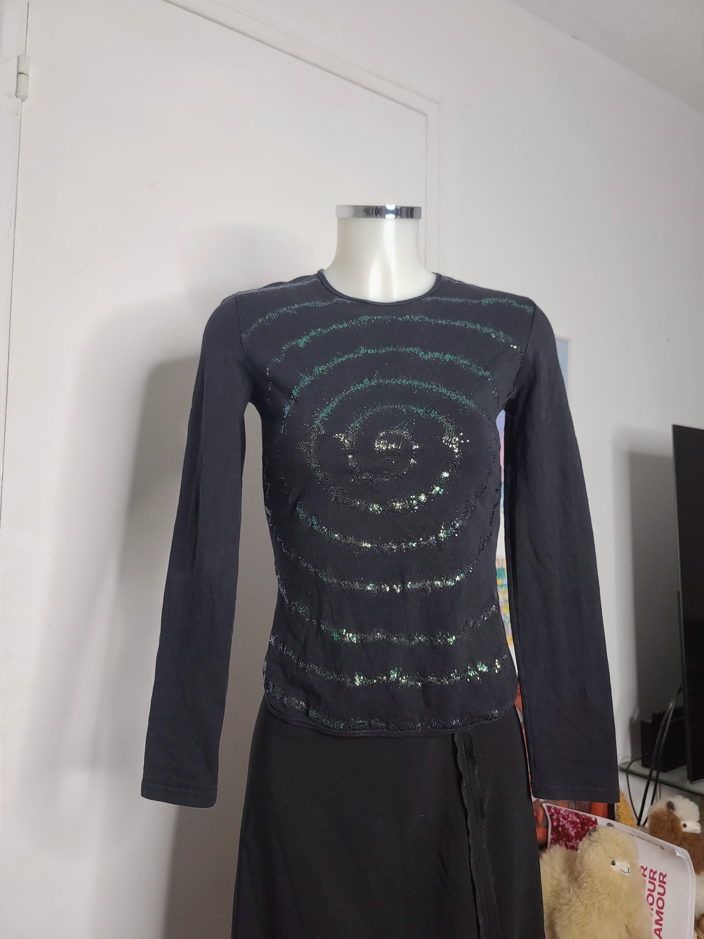 Y2k vintage spiral glittery top