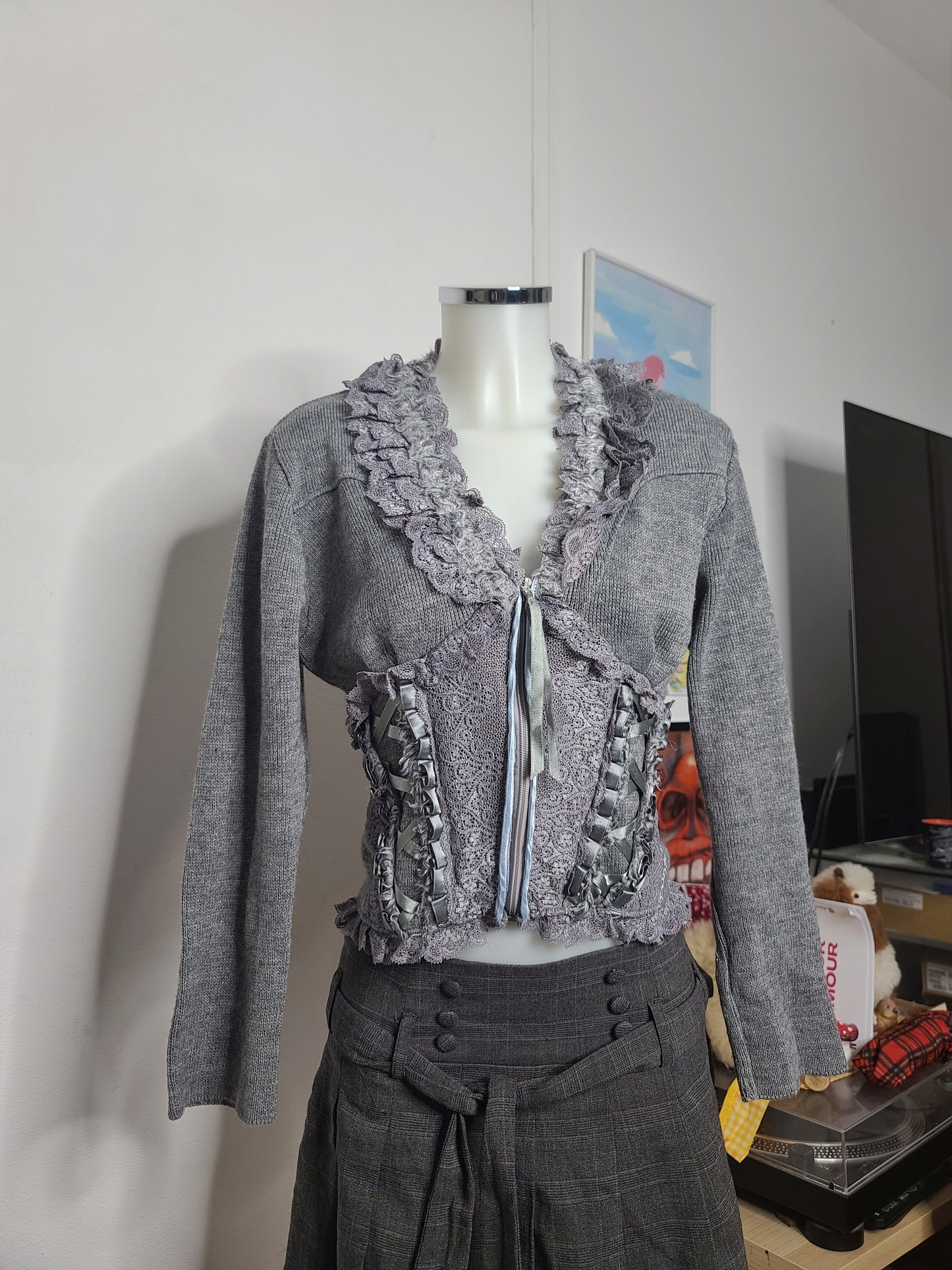 Y2k vintage coquette lace sweater