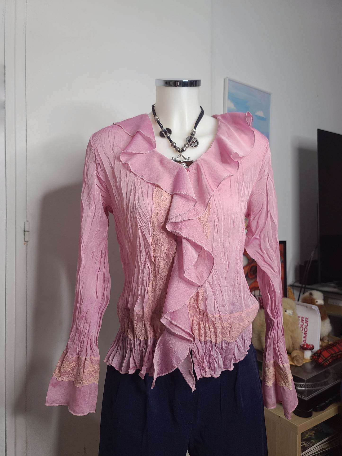 Y2k vintage coquette fairy ruffled shirt