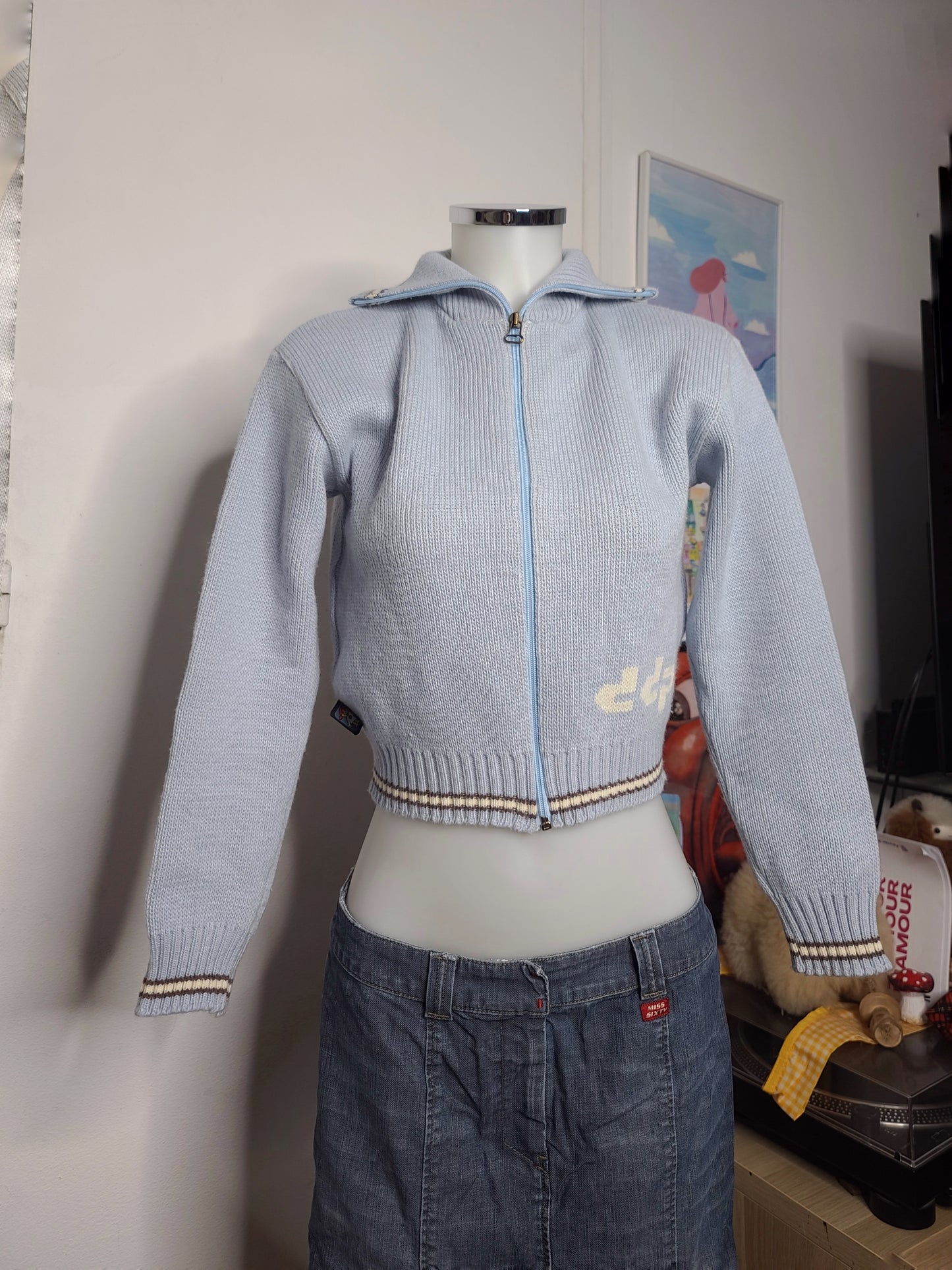 90s vintage blokette zip sweater