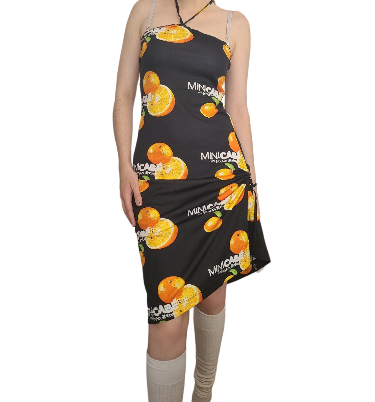 Cybery2k vintage 2000 printed oranges gorpcore harajuku dress