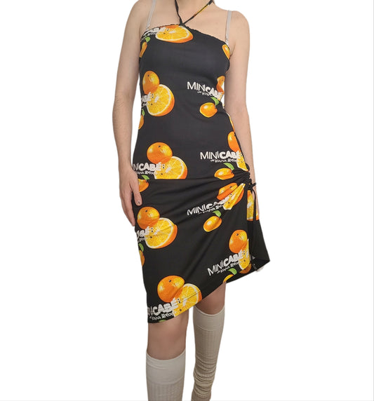 Cybery2k vintage 2000 printed oranges gorpcore harajuku dress