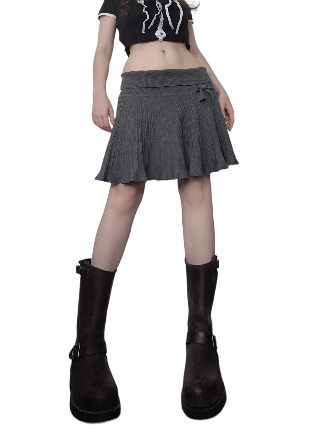 Downtown grey y2k ribbed skirt coquette