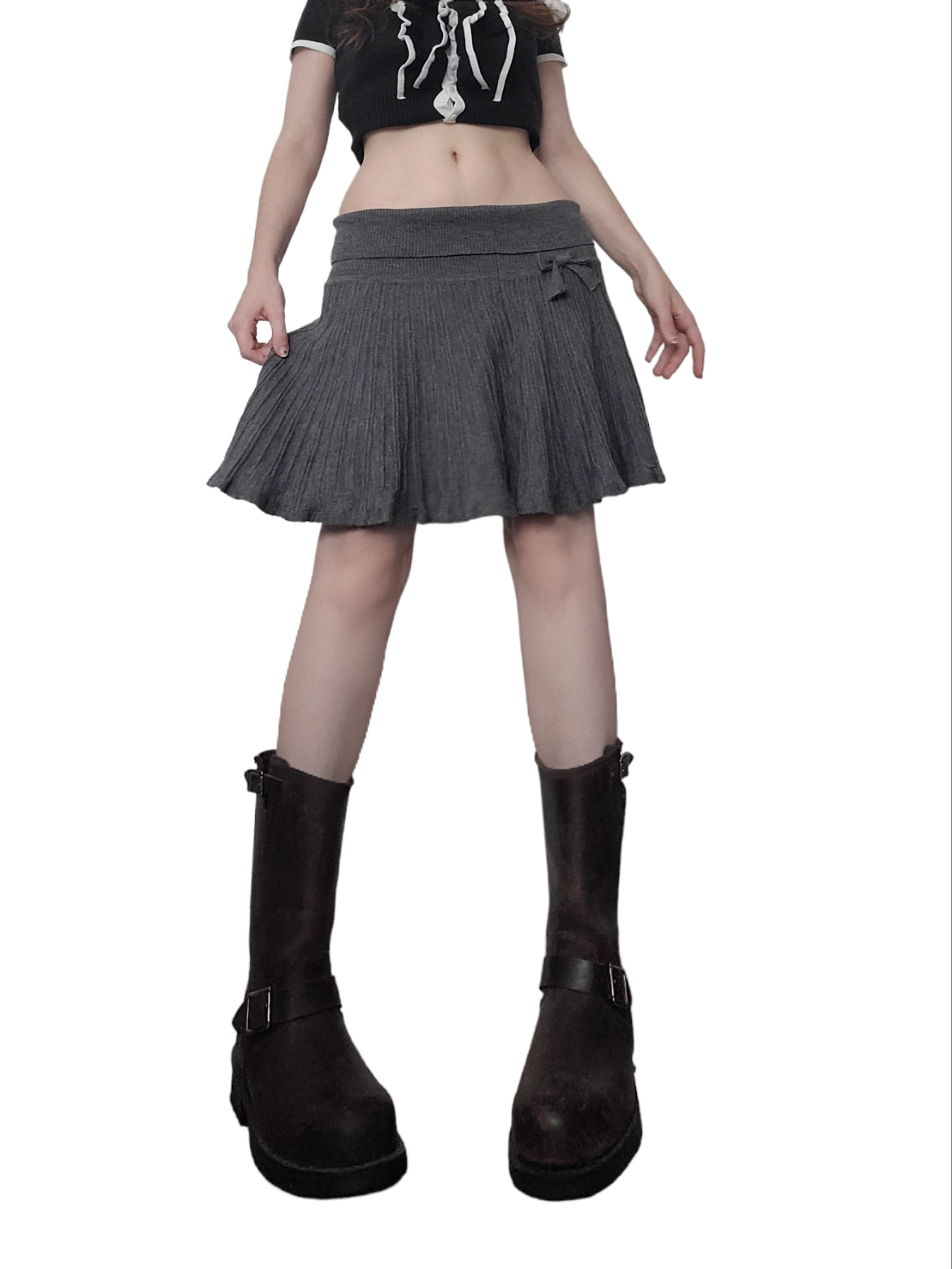 Y2k downtown pleated grey skirt