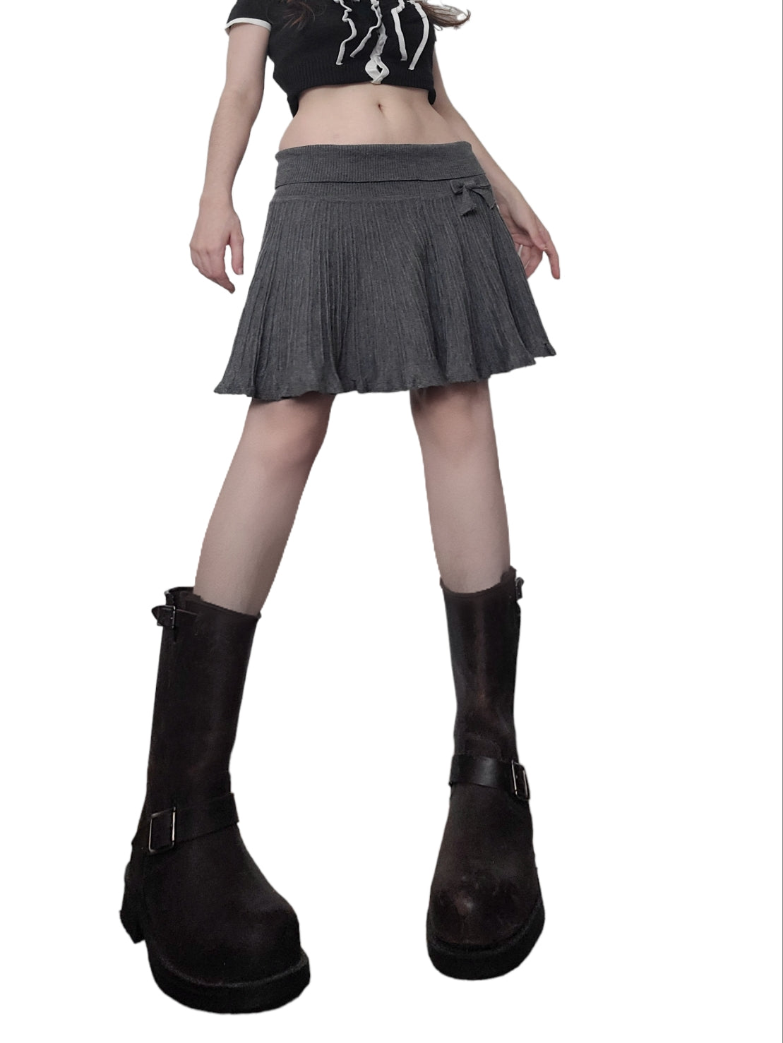 Y2k downtown pleated grey skirt