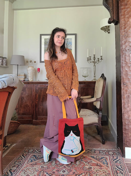 Top y2k 2000 crochet filet mailles knit bohemian vintage fairy fairycore boho fairygrunge bohem cottagecore pastel subversivebasics coquette downton