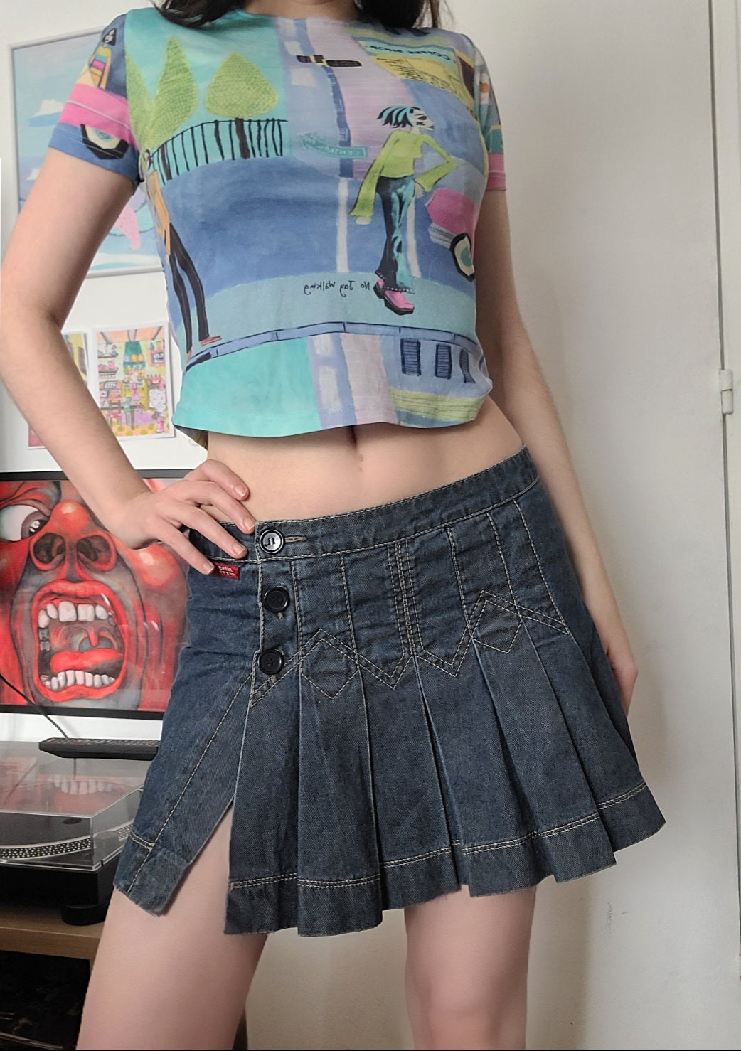 Miss Sixty denim pleated skirt