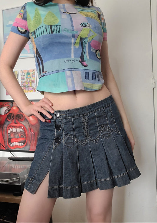 Miss Sixty denim pleated skirt