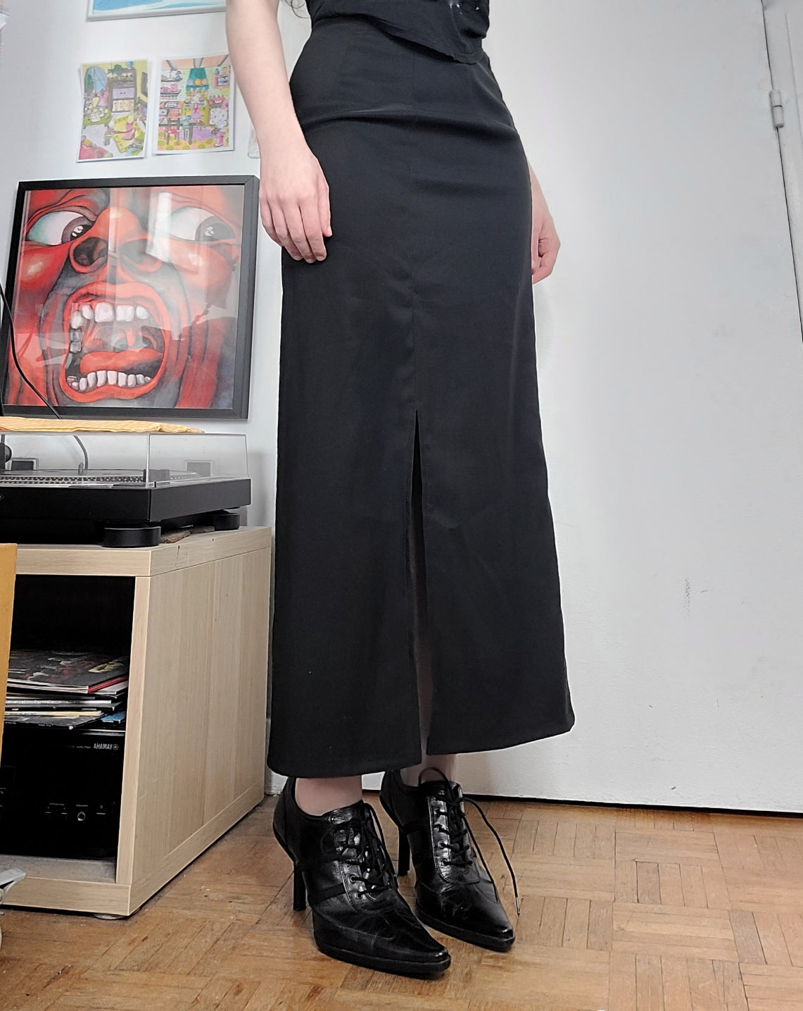 90s vintage black maxi skirt