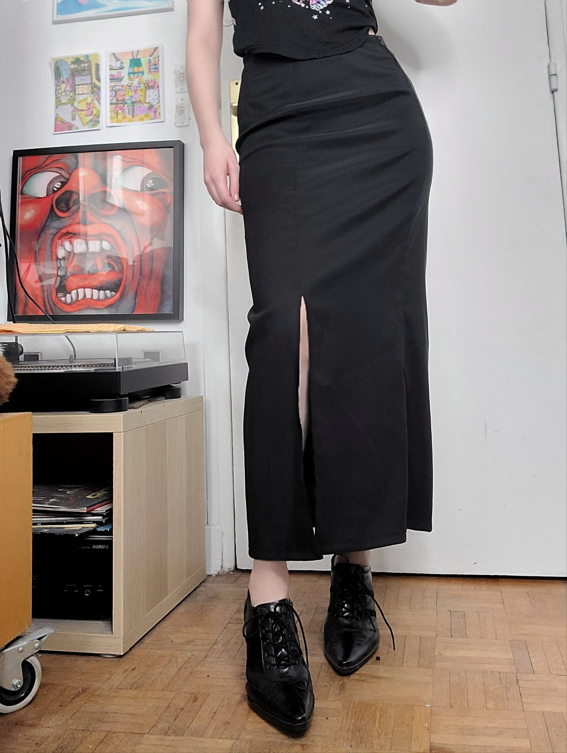 90s vintage black maxi skirt