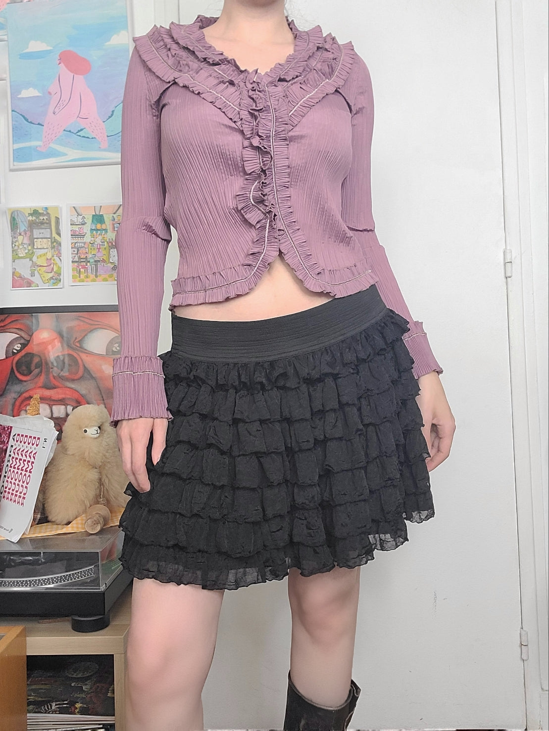 Y2k vintage ruffled coquette downtown balletcore romantic mini skirt