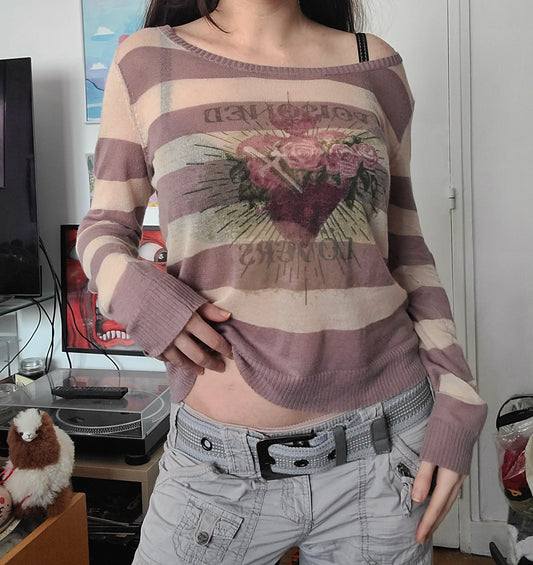 90s stripe grunge sweater emo transparent printed