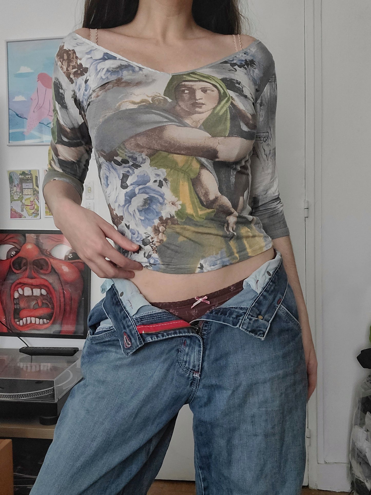 Renaissance printed y2k vintage maximalist top cybery2k 