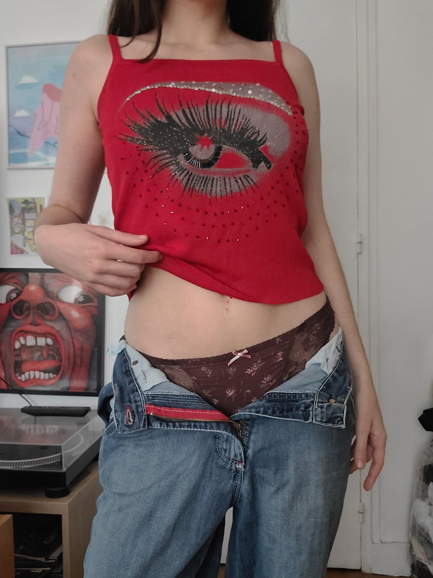 Y2k mcbling red cami top