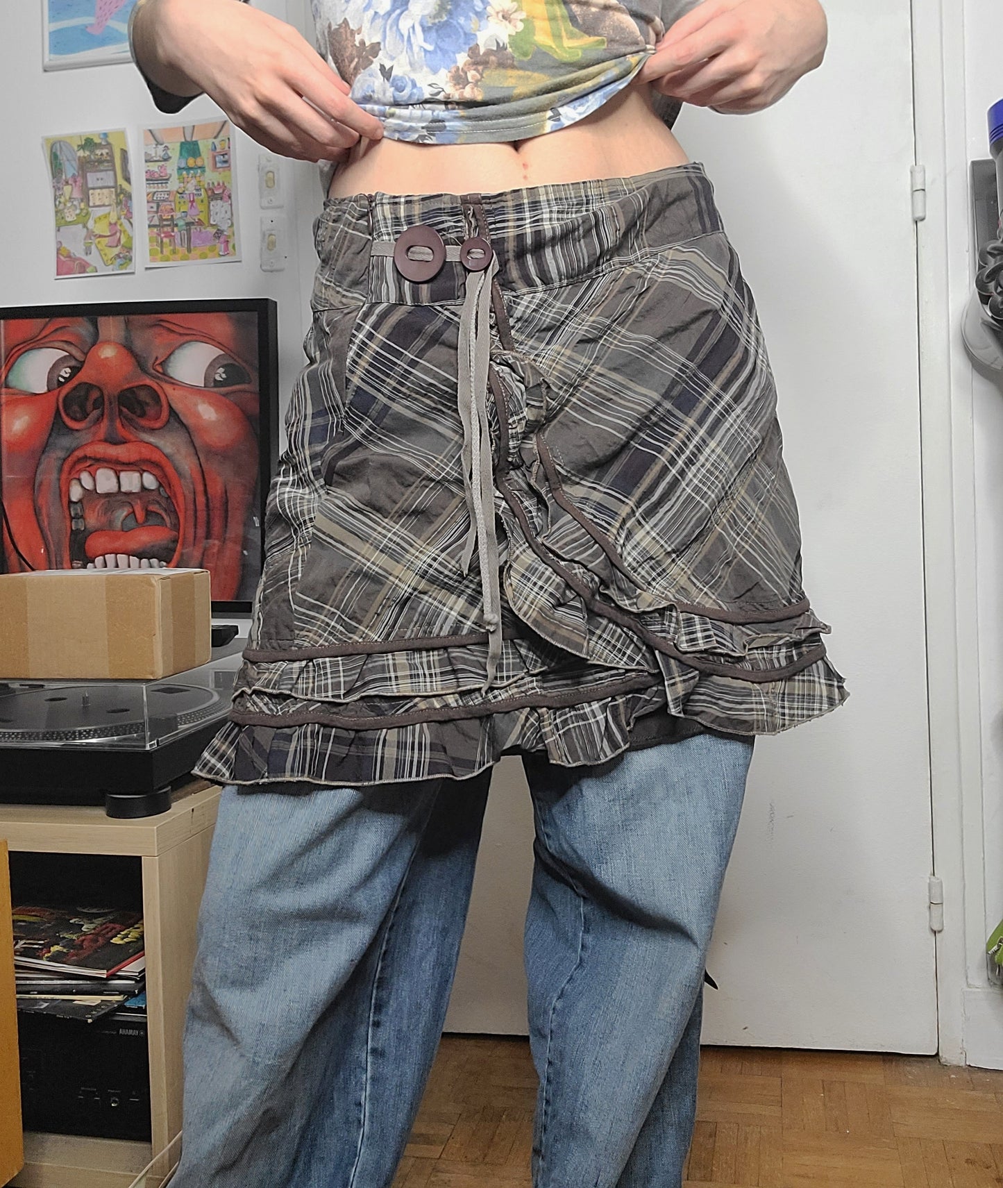 Y2k vintage plaid downtown skirt