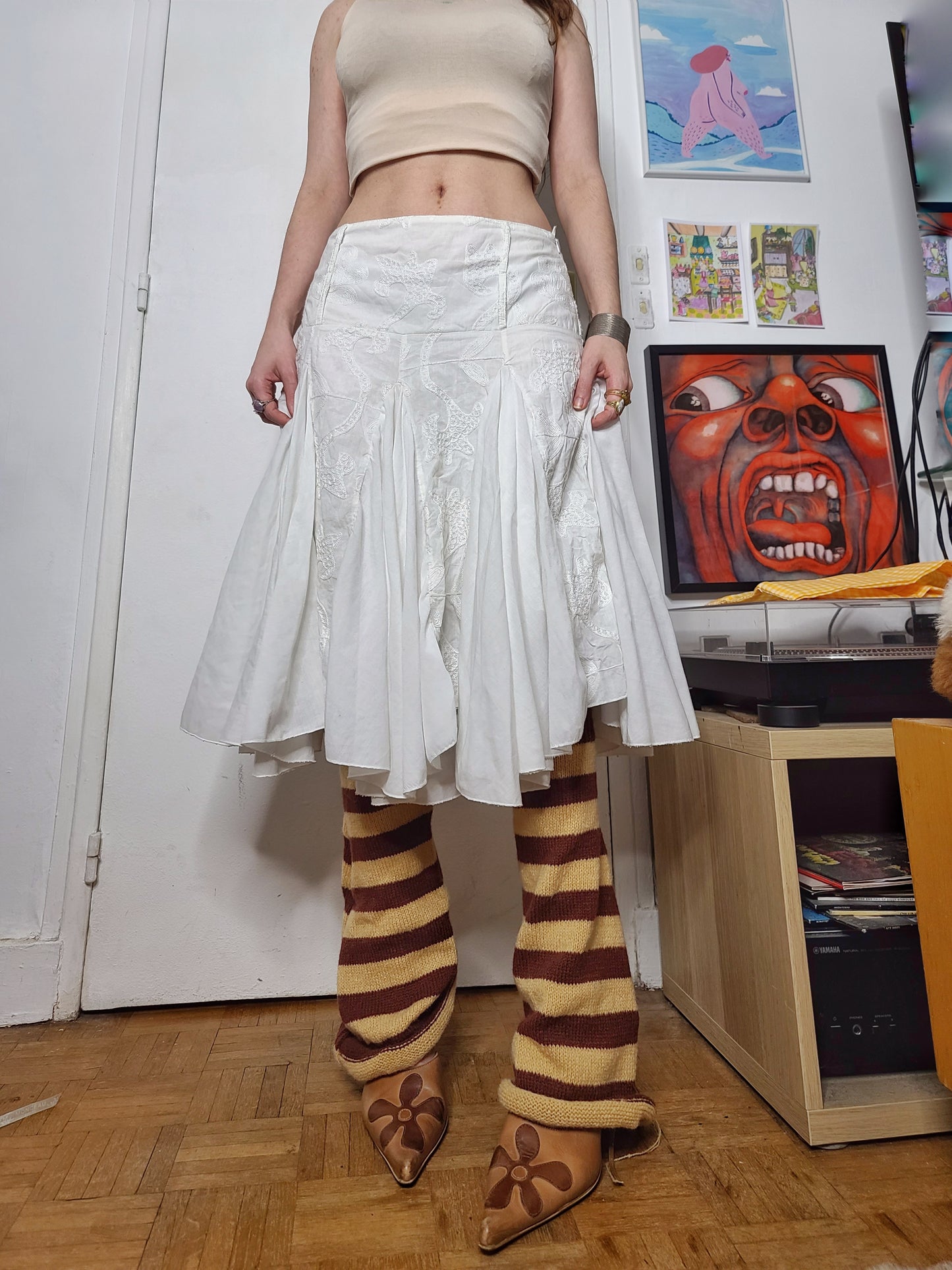 Y2k vintage coquette white skirt