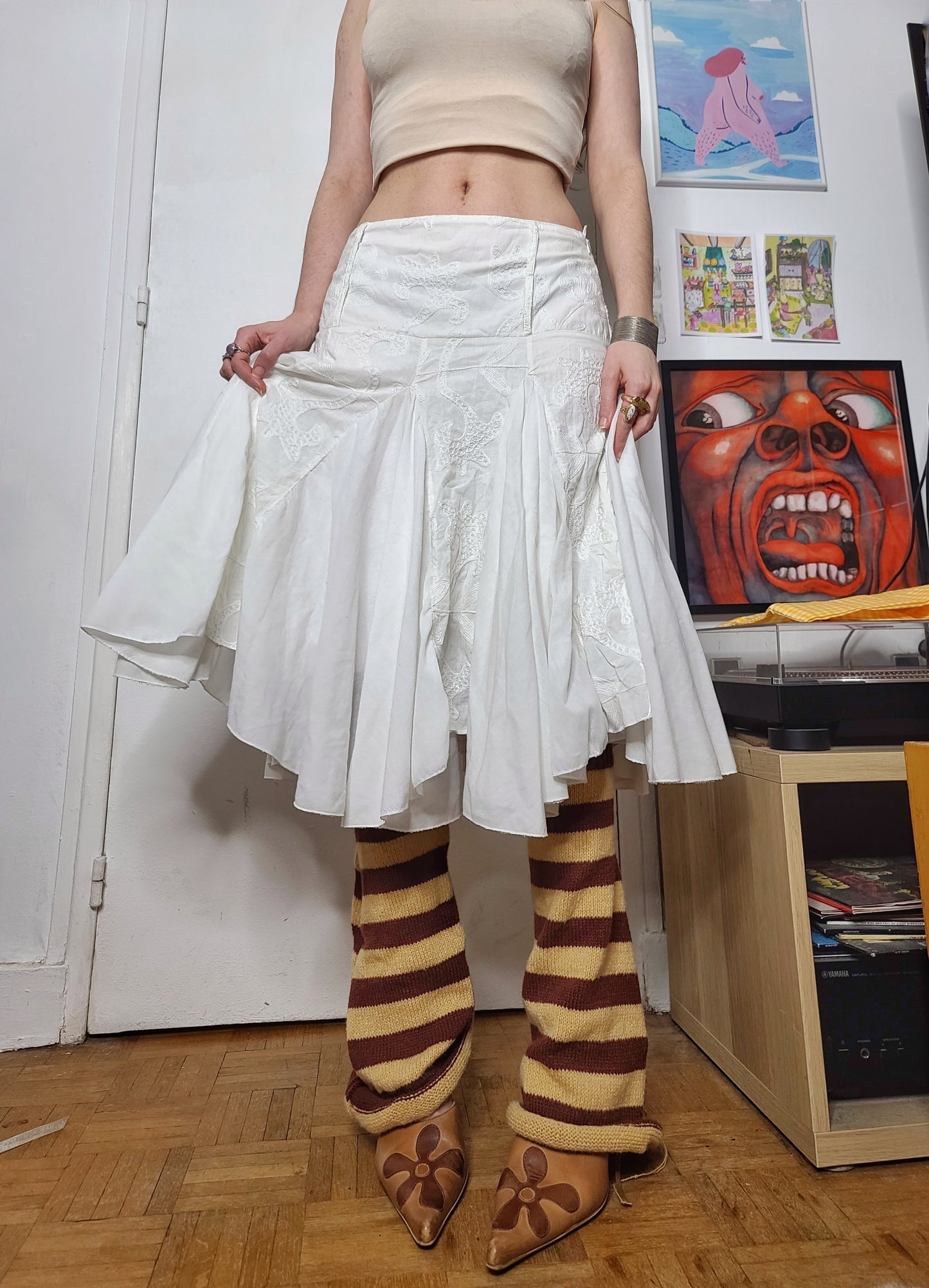 Fairy coquette romantic champêtre y2k cottagecore skirt embroidery 