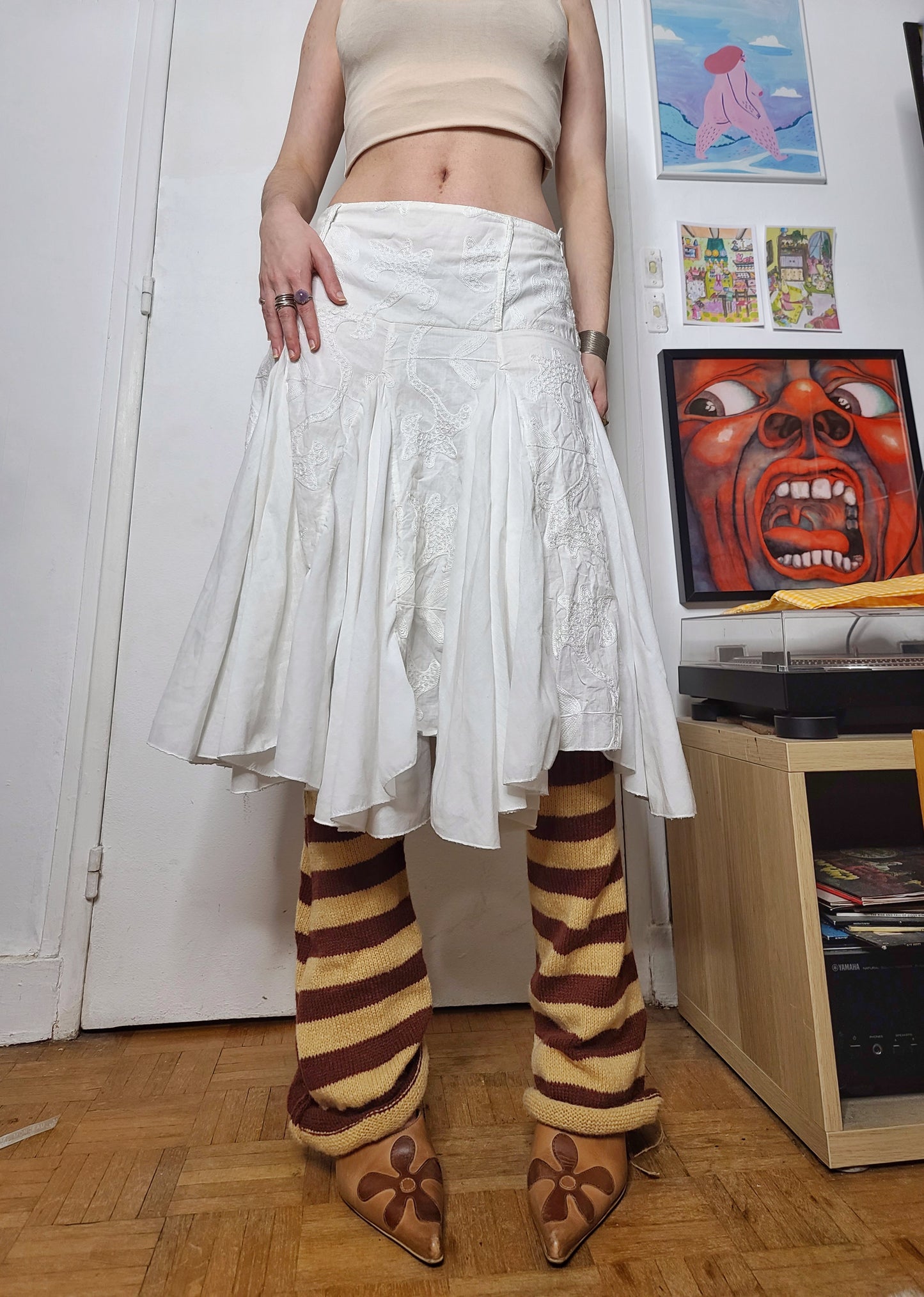 Y2k vintage coquette white skirt