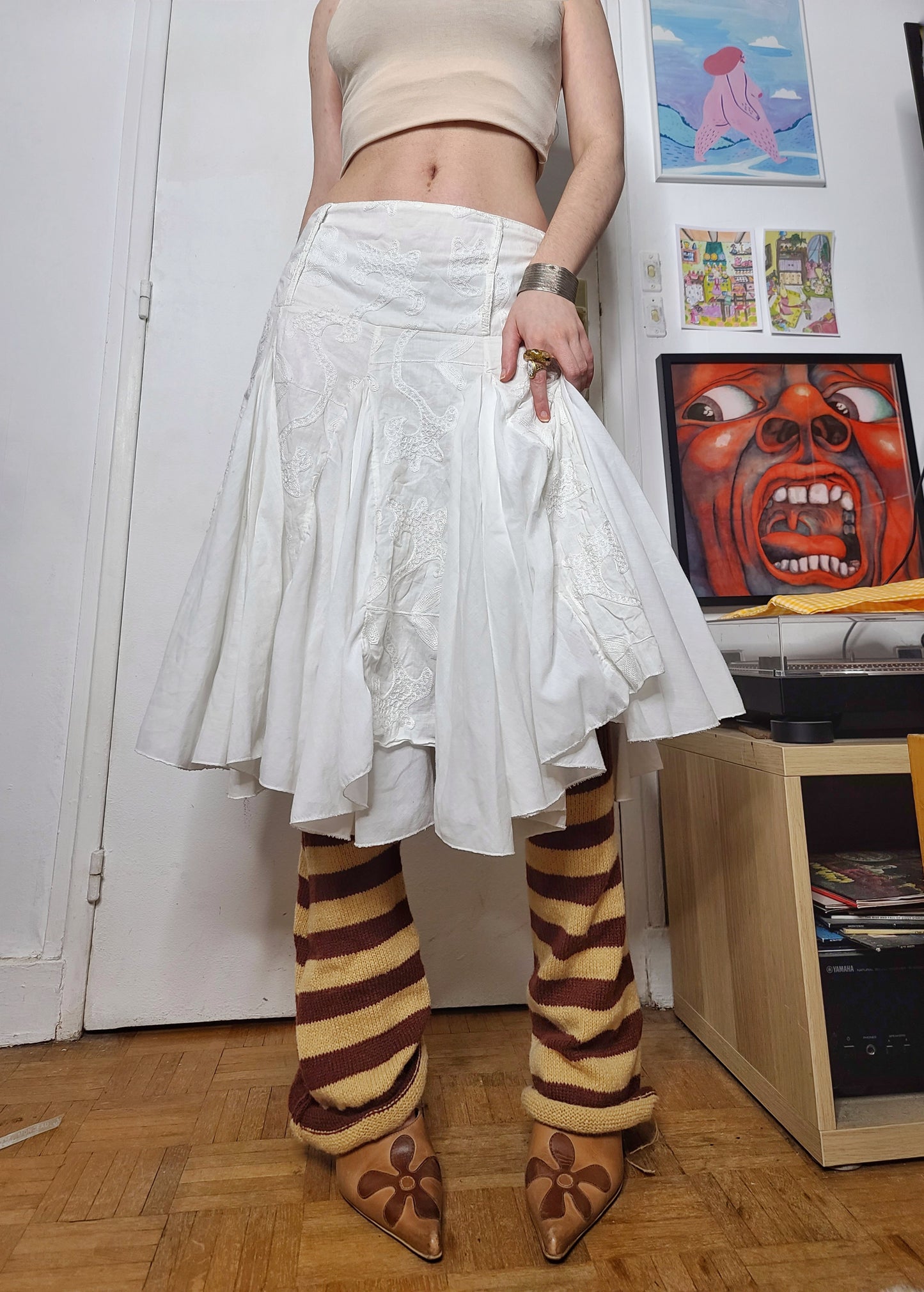 Y2k vintage coquette white skirt