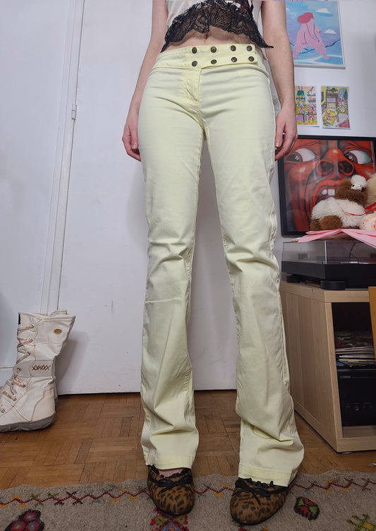 Y2k flared yellow denim pants