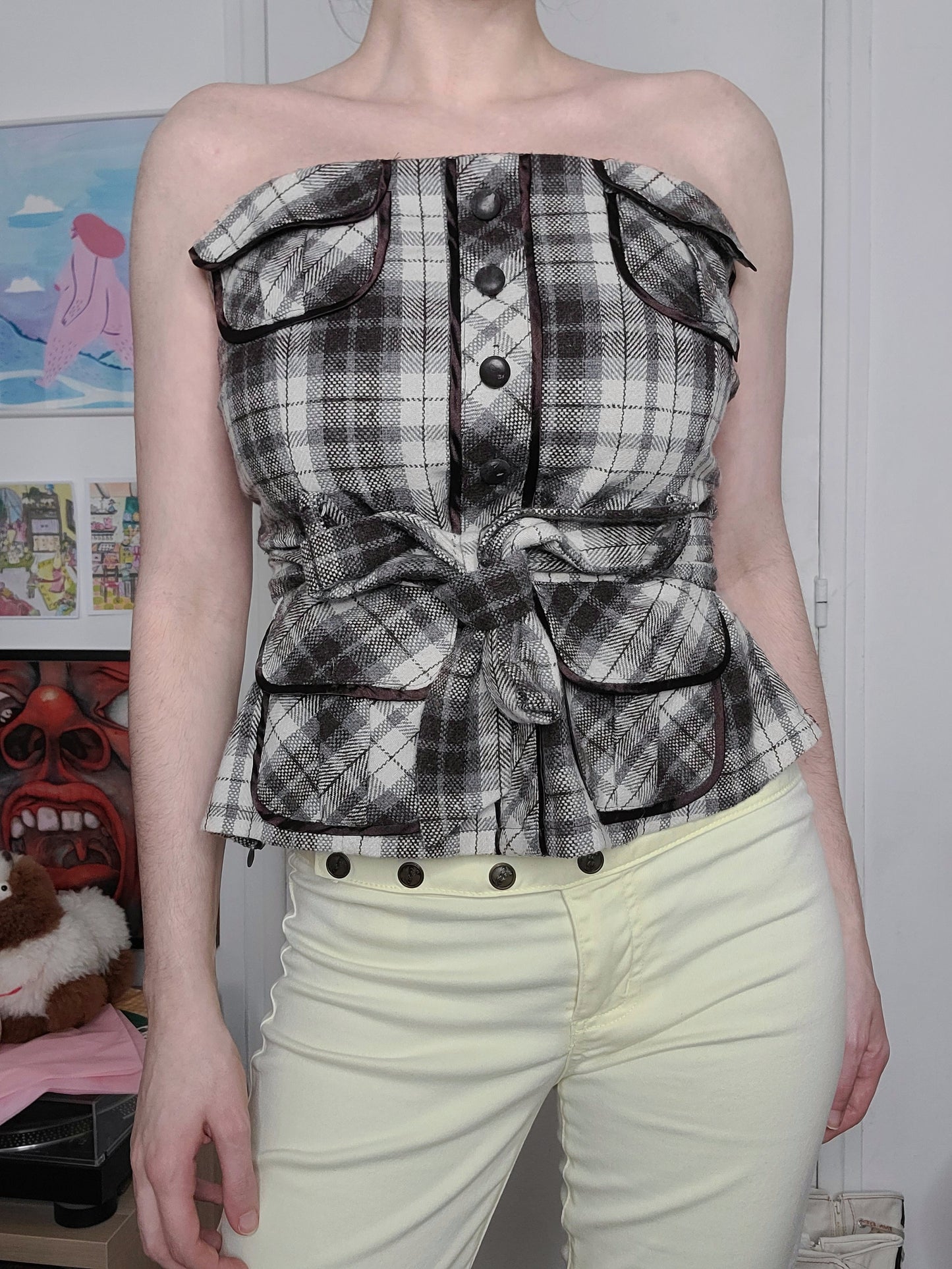 Vintage preppy plaid bustier