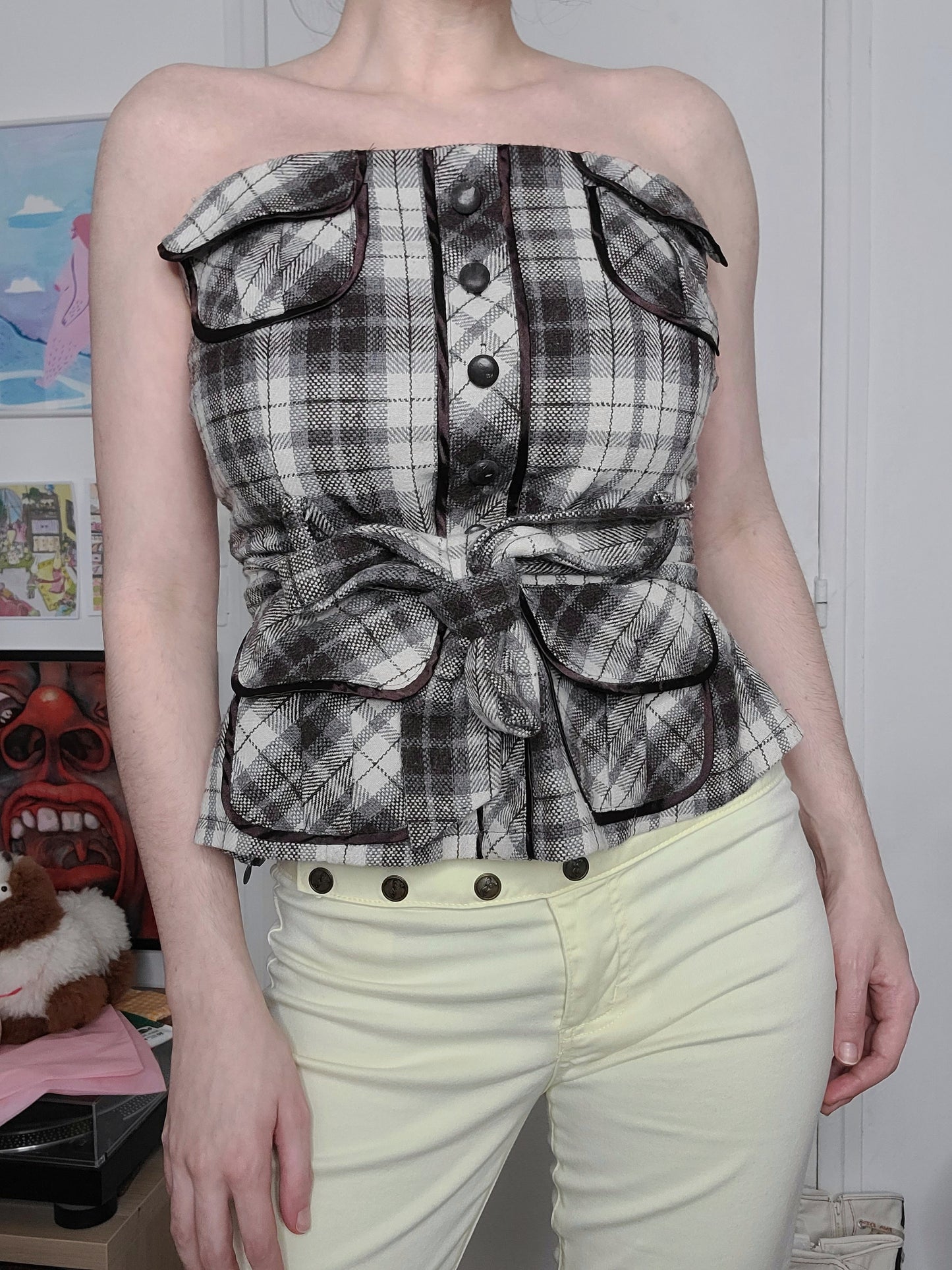 Vintage preppy plaid bustier