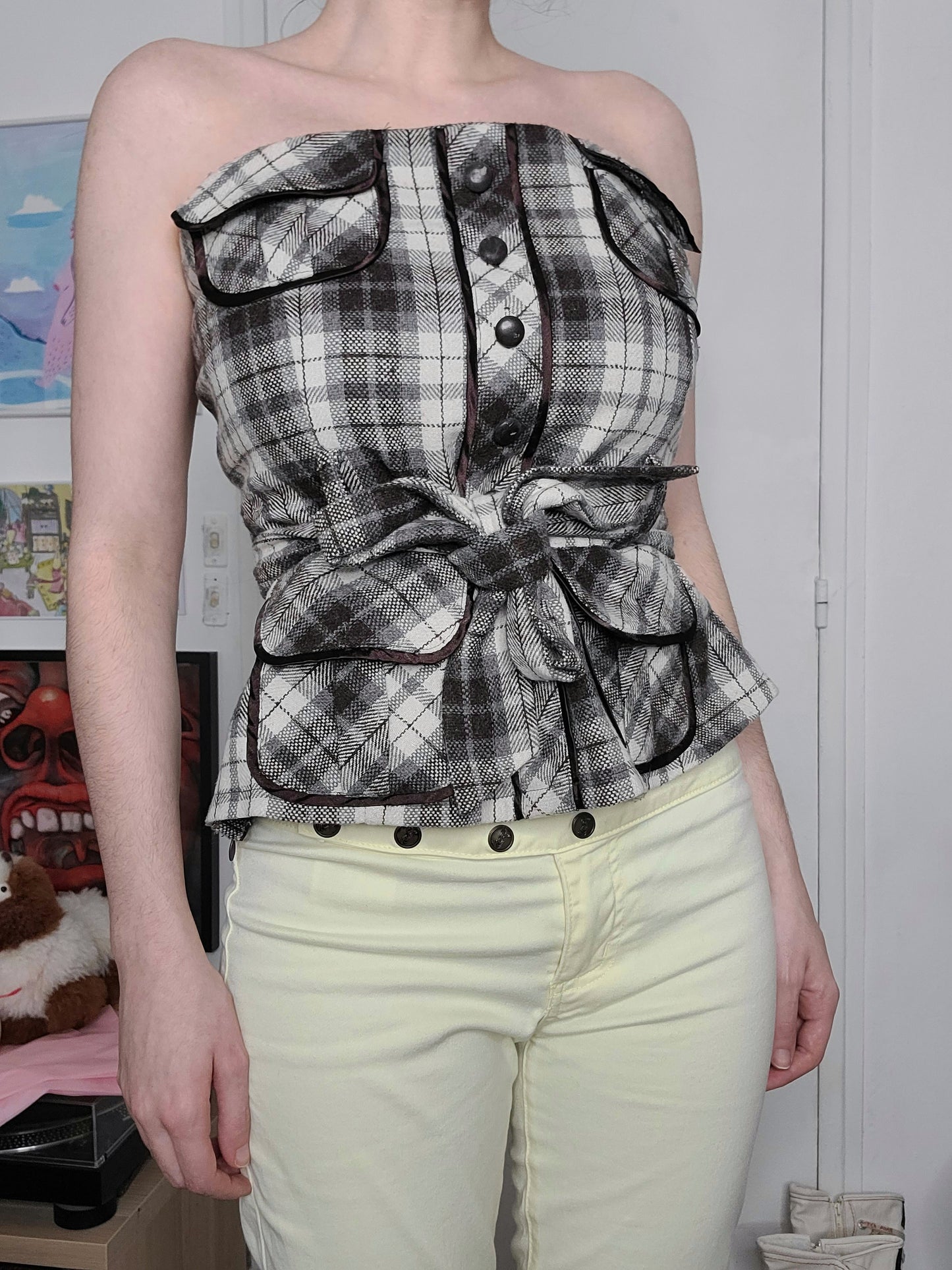 Vintage plaid downtown bustier y2k preppy old money coquette