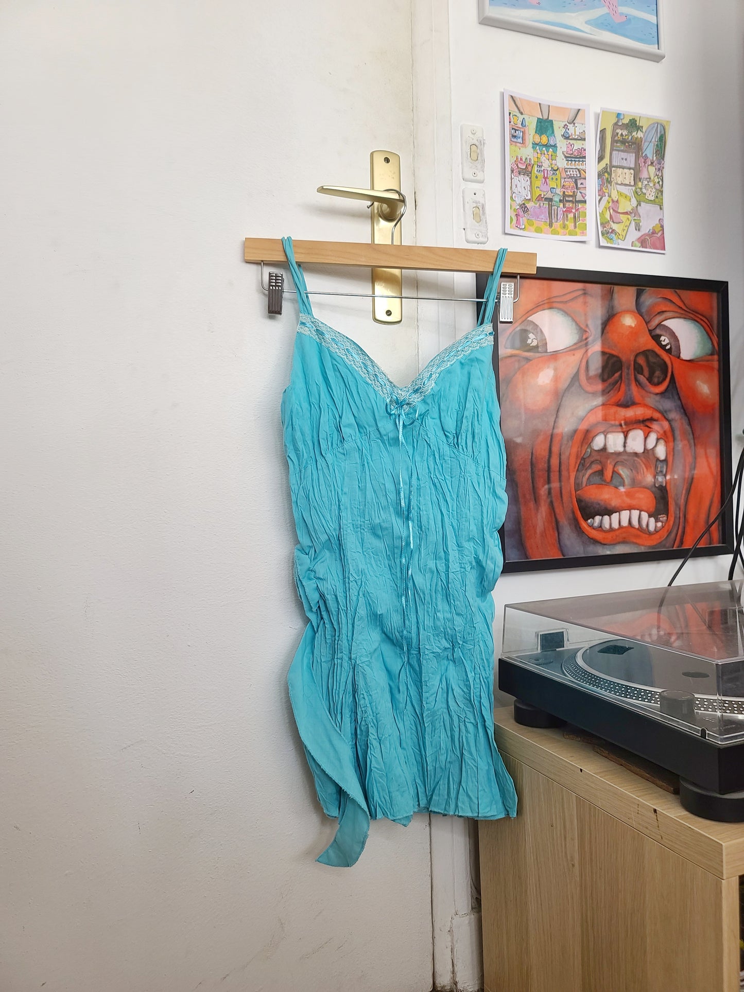 Y2k fairy blue ruffled top