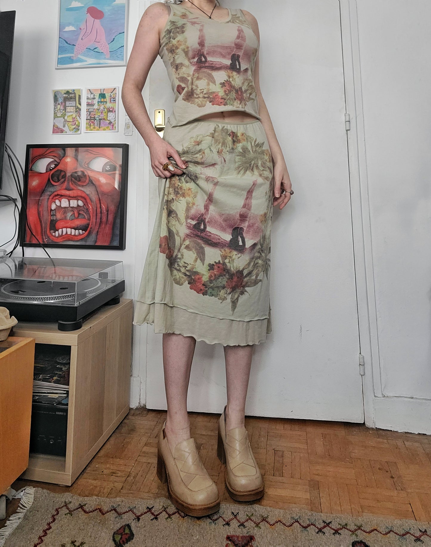 Mesh printed vintage y2k 2000 set archive indie