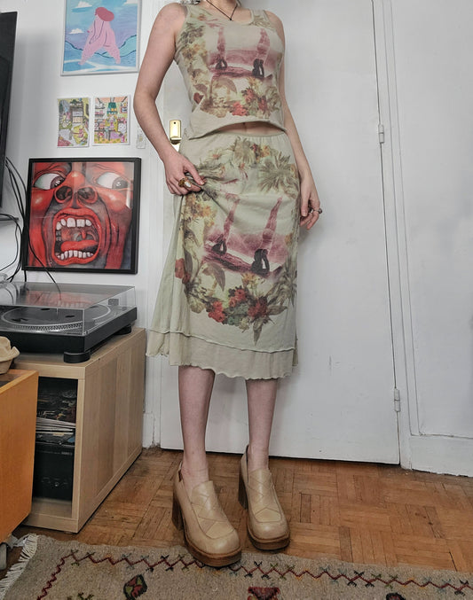 Mesh printed vintage y2k 2000 set archive indie