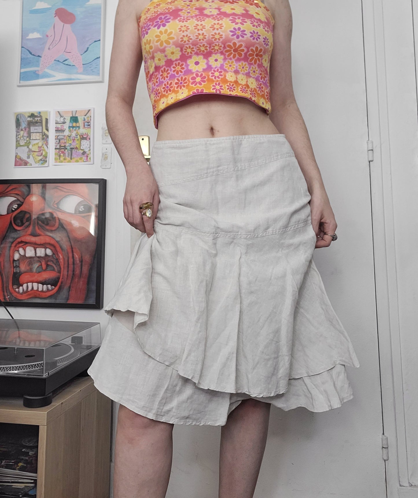 Neutral y2k vintage cottagecore downtown skirt