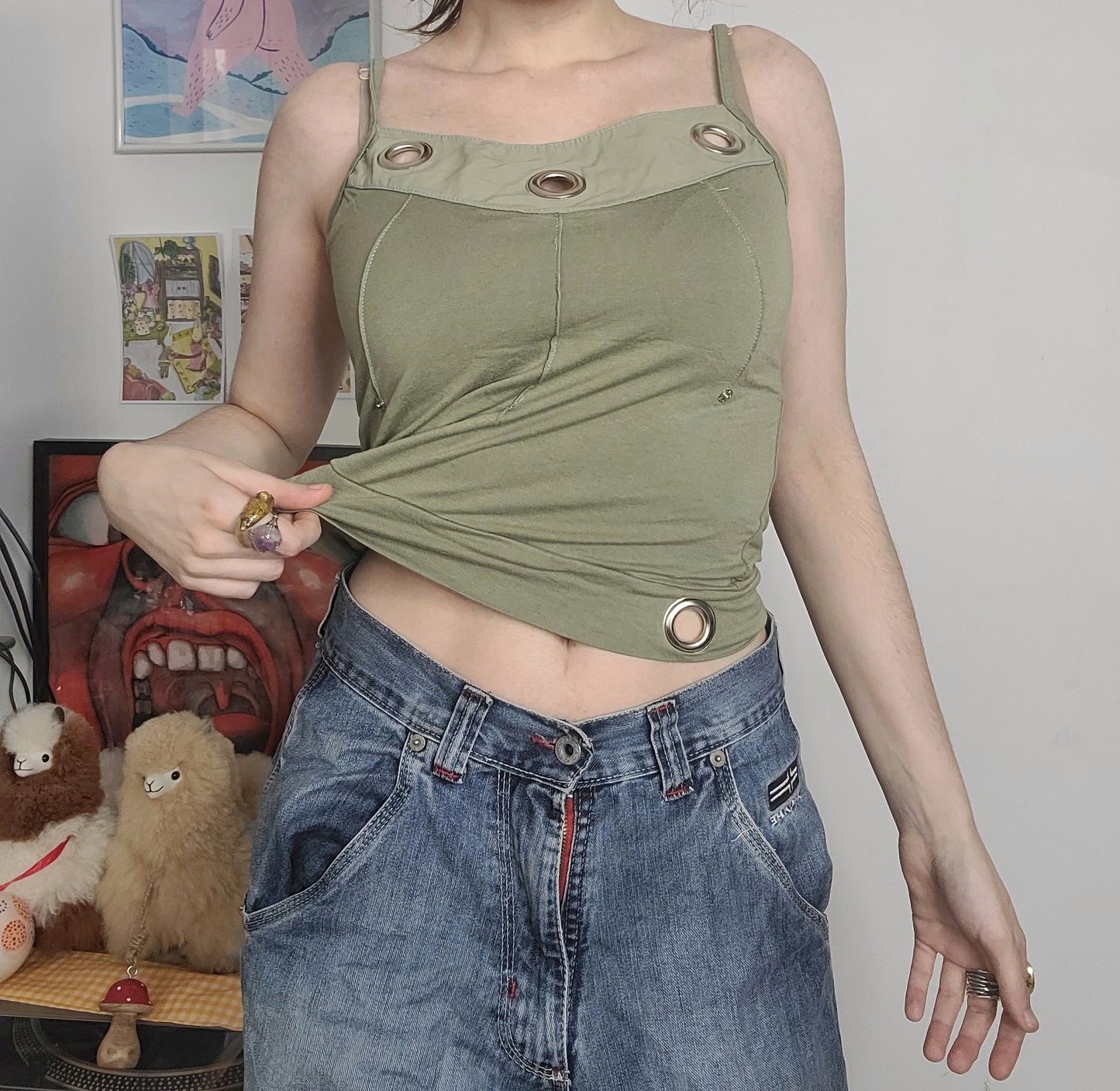 90s dystopian khaki top