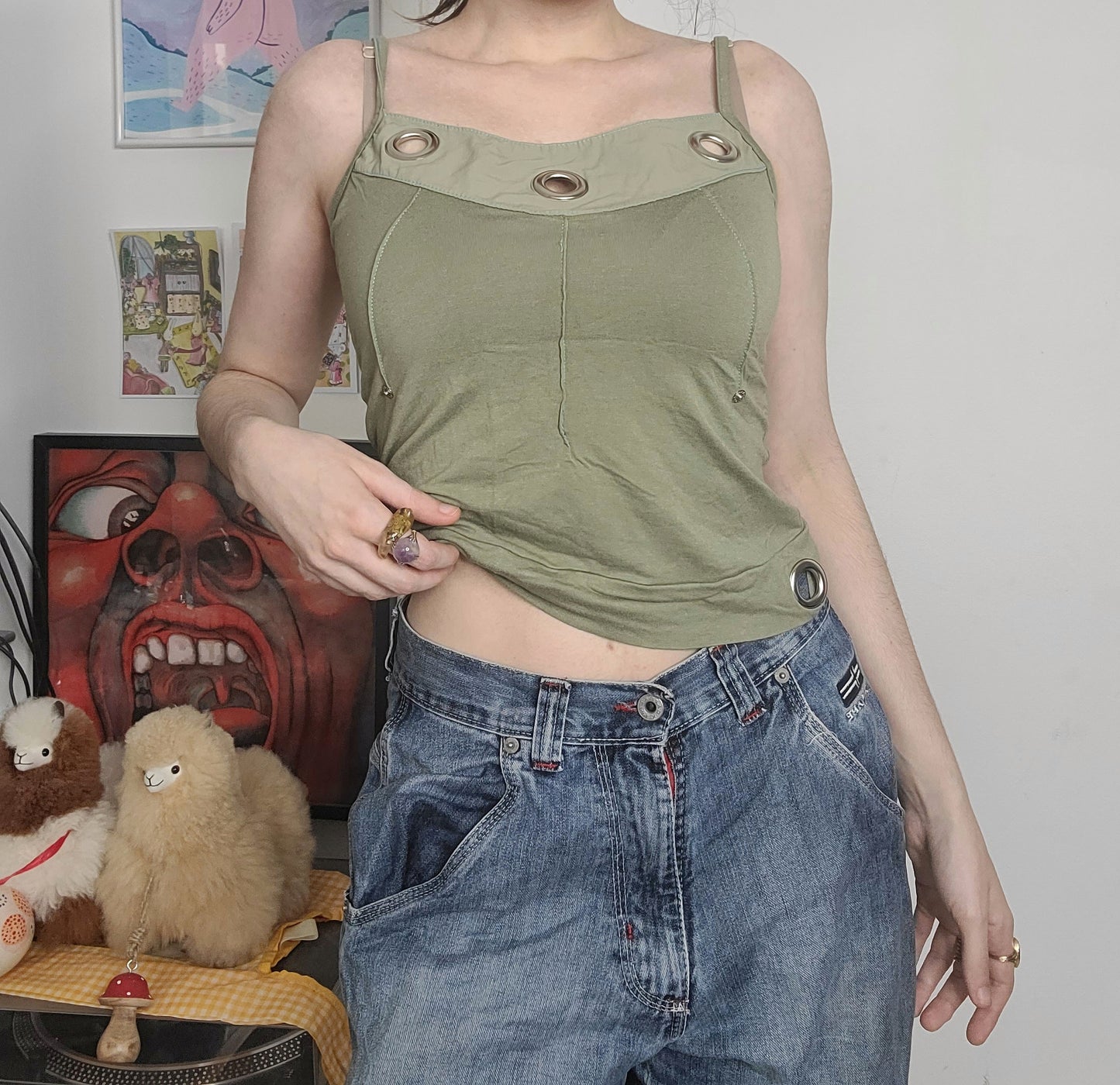 90s dystopian khaki top