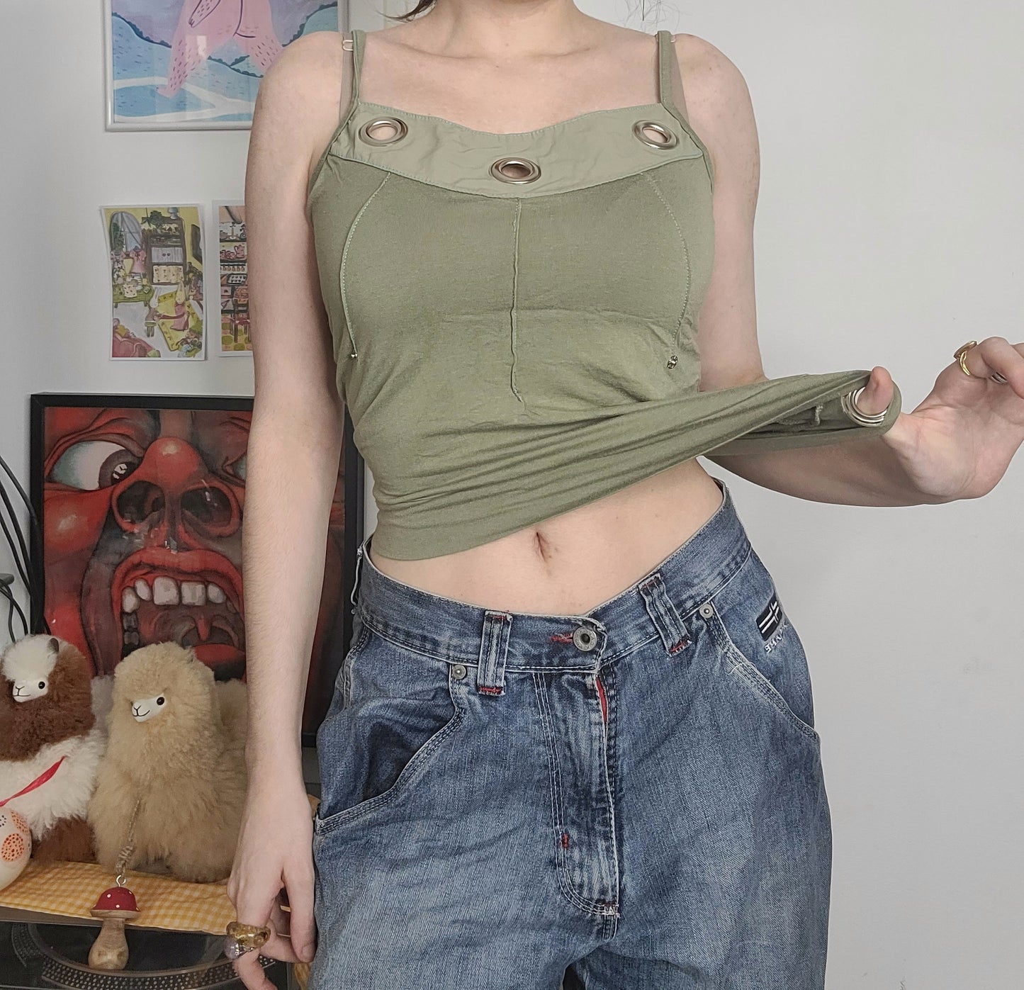 90s dystopian khaki top