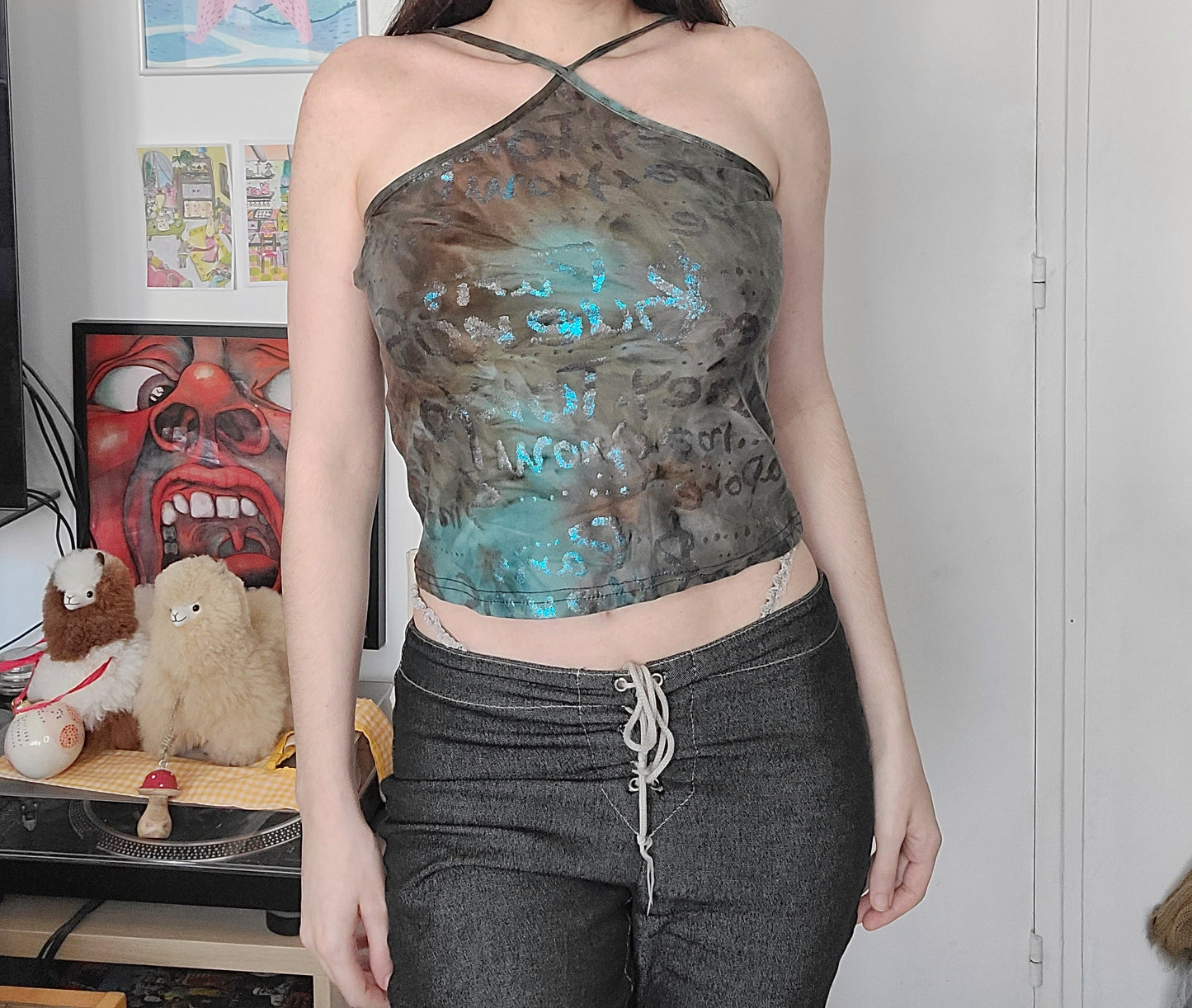 Y2k mesh mcbling backless top - zimfriperie