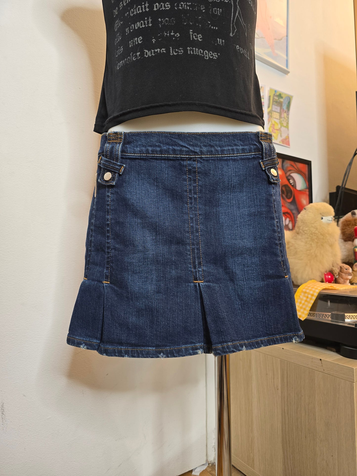 Y2k vintage Dolce & Gabbana mini pleated denim skirt