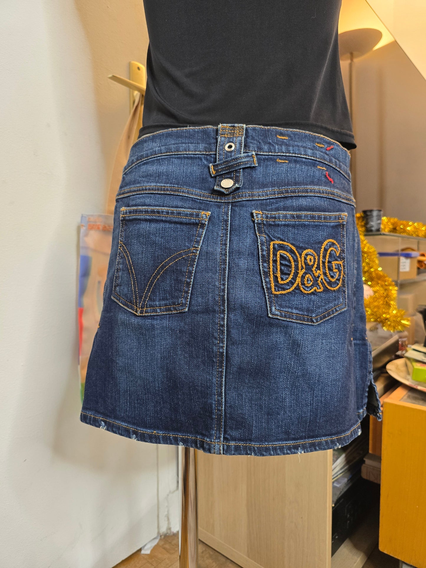 Y2k vintage Dolce & Gabbana mini pleated denim skirt