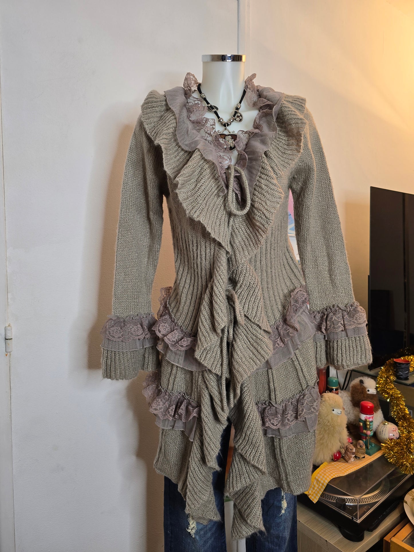 Y2k vintage flirty fairy ruffled cardigan