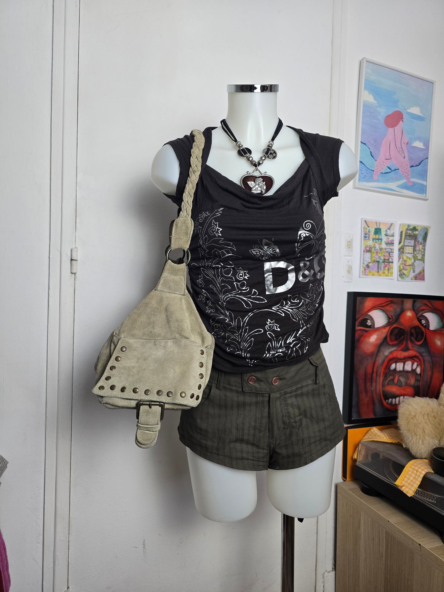 Y2k vintage draped mcbling top