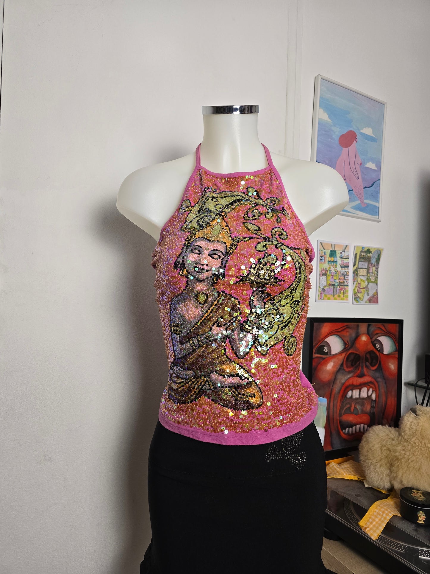 Y2k vintage mcbling sequin backless top - zimfriperie