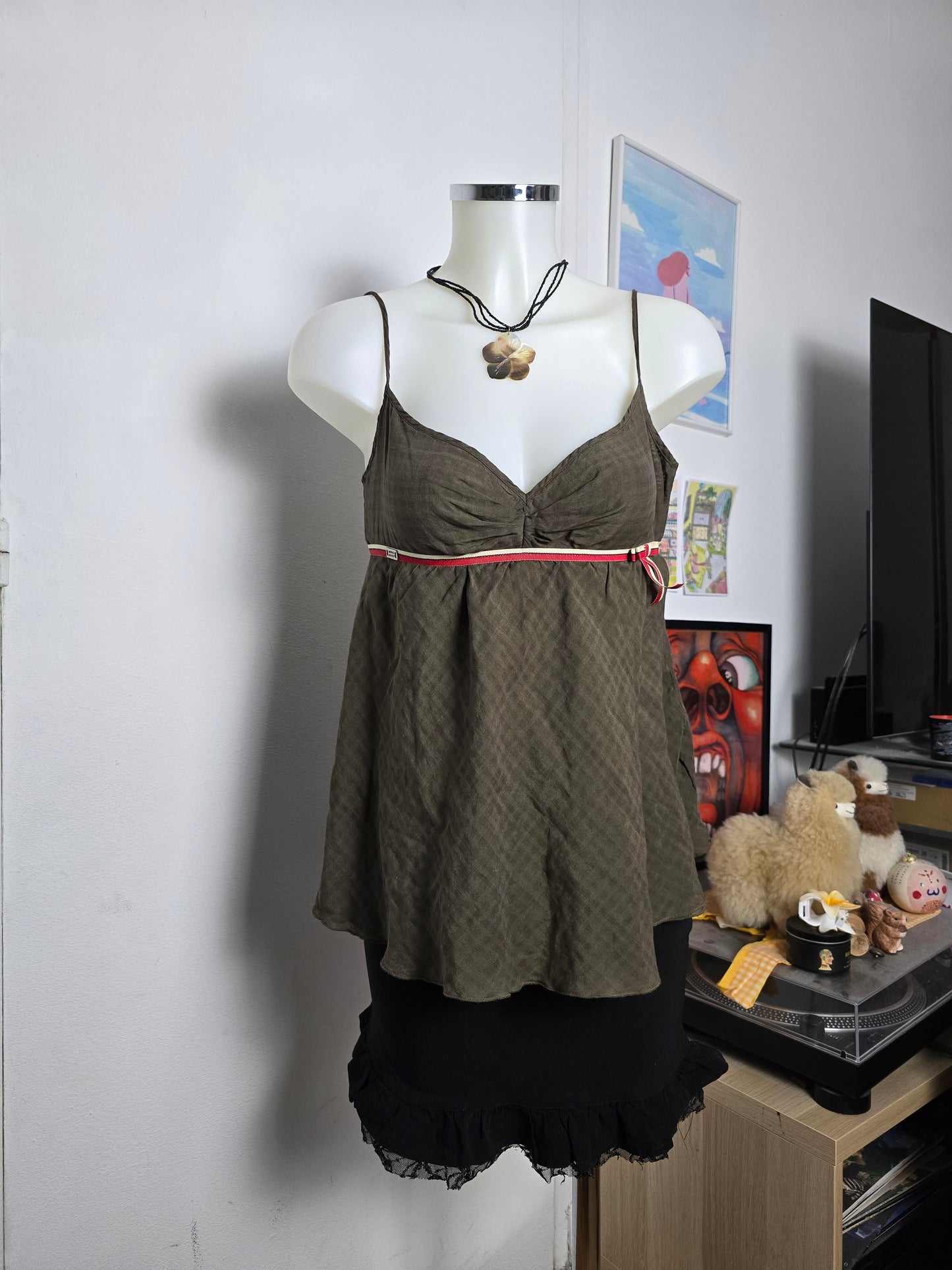 Y2k vintage downtown plaid Miss Sixty top