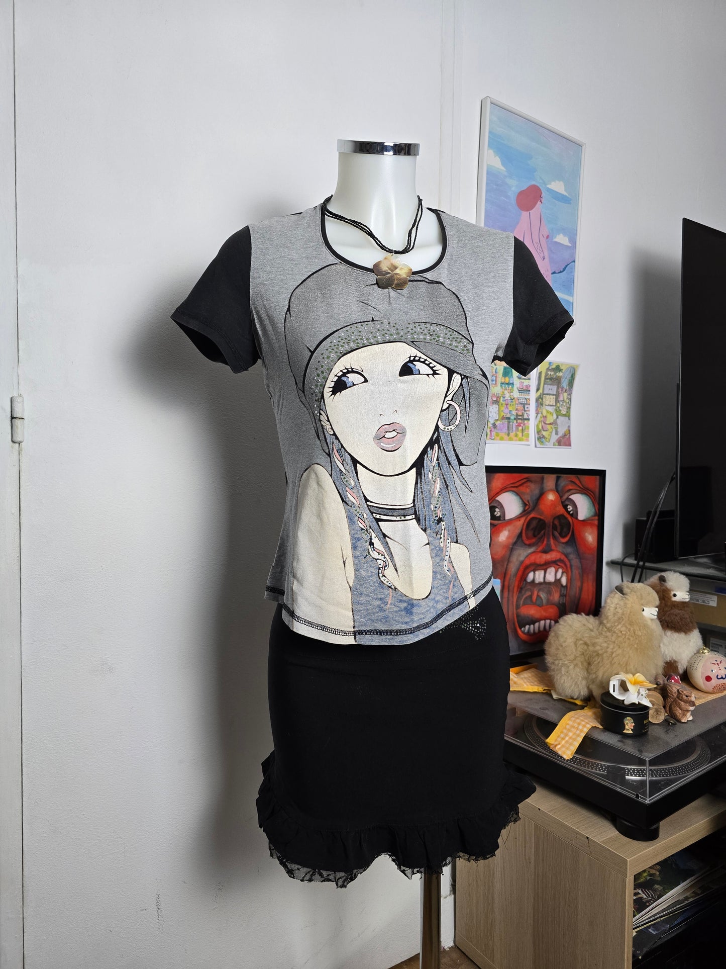 90s vintage softgrunge rhinestone printed tshirt