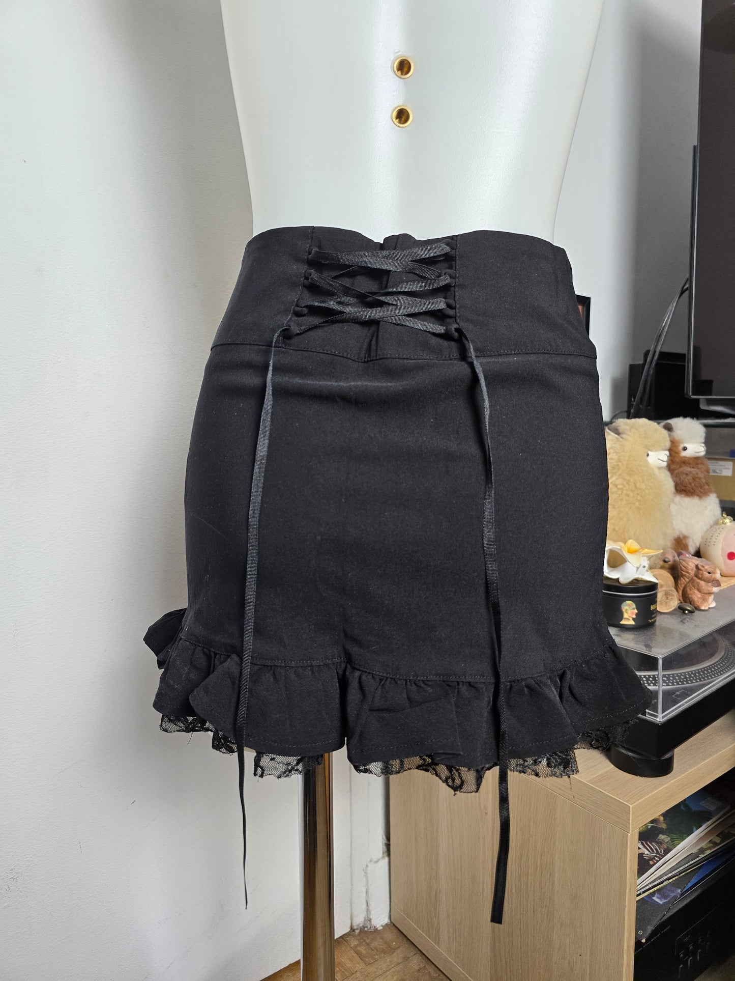 Y2k vintage dark coquette mini rhinestone skirt